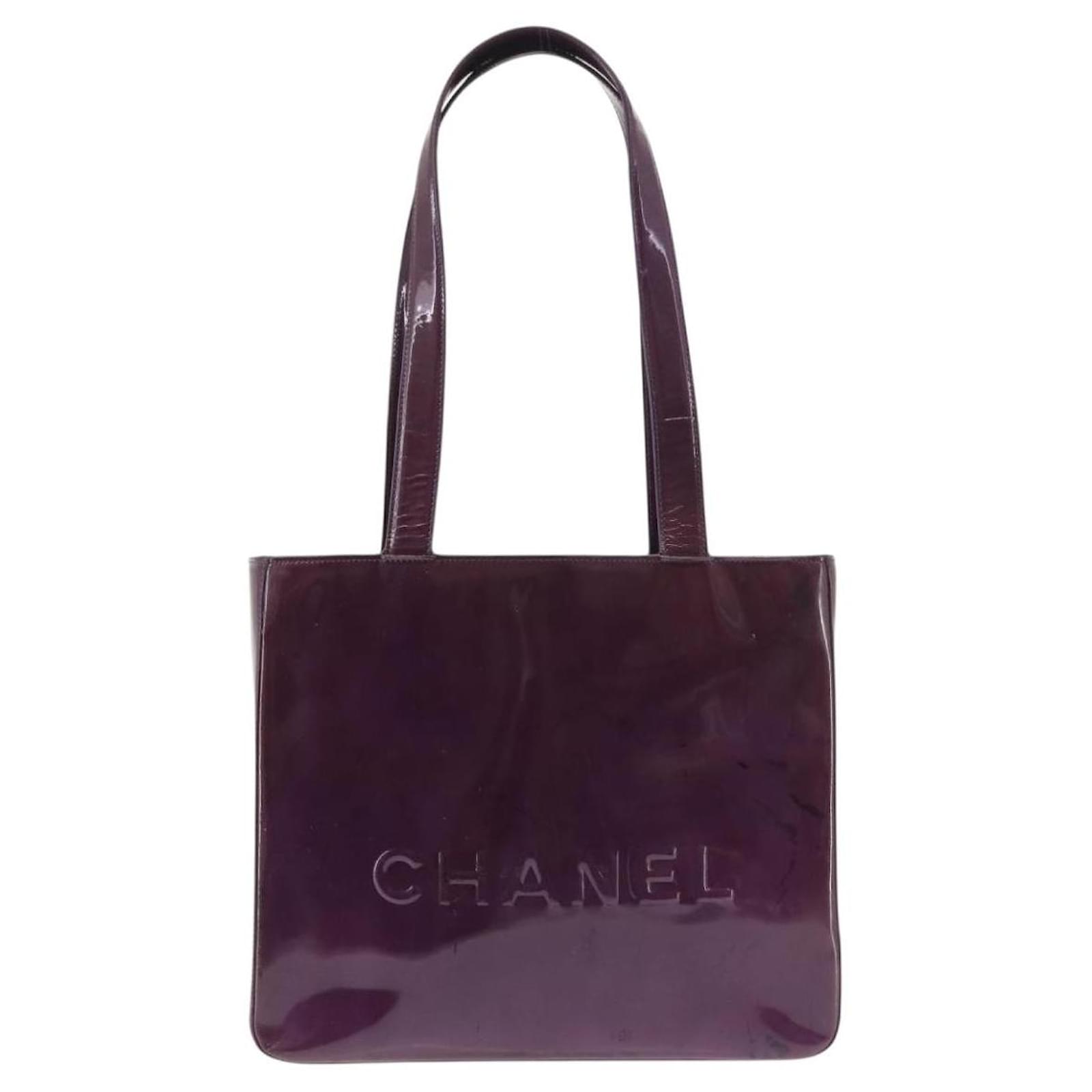 CHANEL ココマーク エナメル トートバッグ パープル」 CHANEL Tote Bag Patent leather Purple Gold CC Auth bs29957 Golden