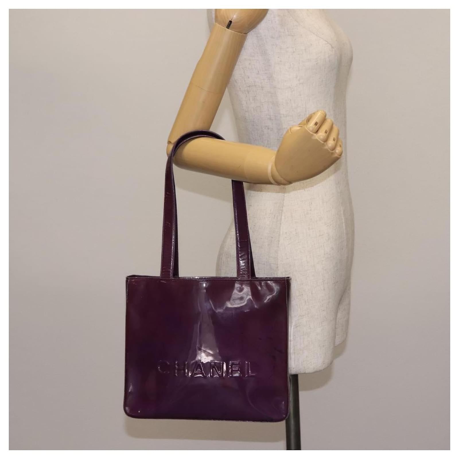 CHANEL ココマーク エナメル トートバッグ パープル」 CHANEL Tote Bag Patent leather Purple Gold CC Auth bs29957 Golden