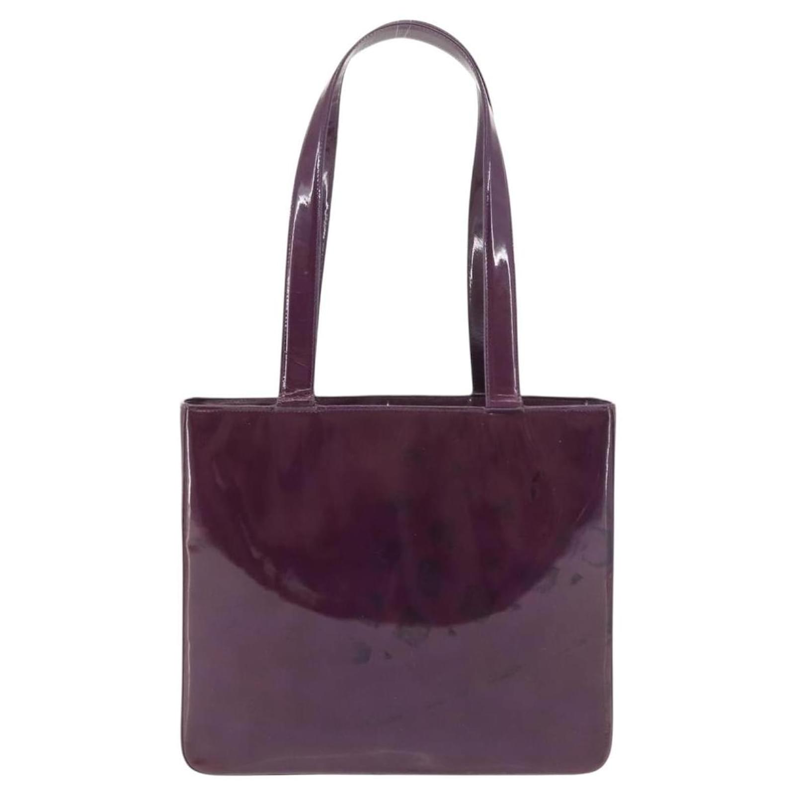 CHANEL ココマーク エナメル トートバッグ パープル」 CHANEL Tote Bag Patent leather Purple Gold CC Auth bs29957 Golden