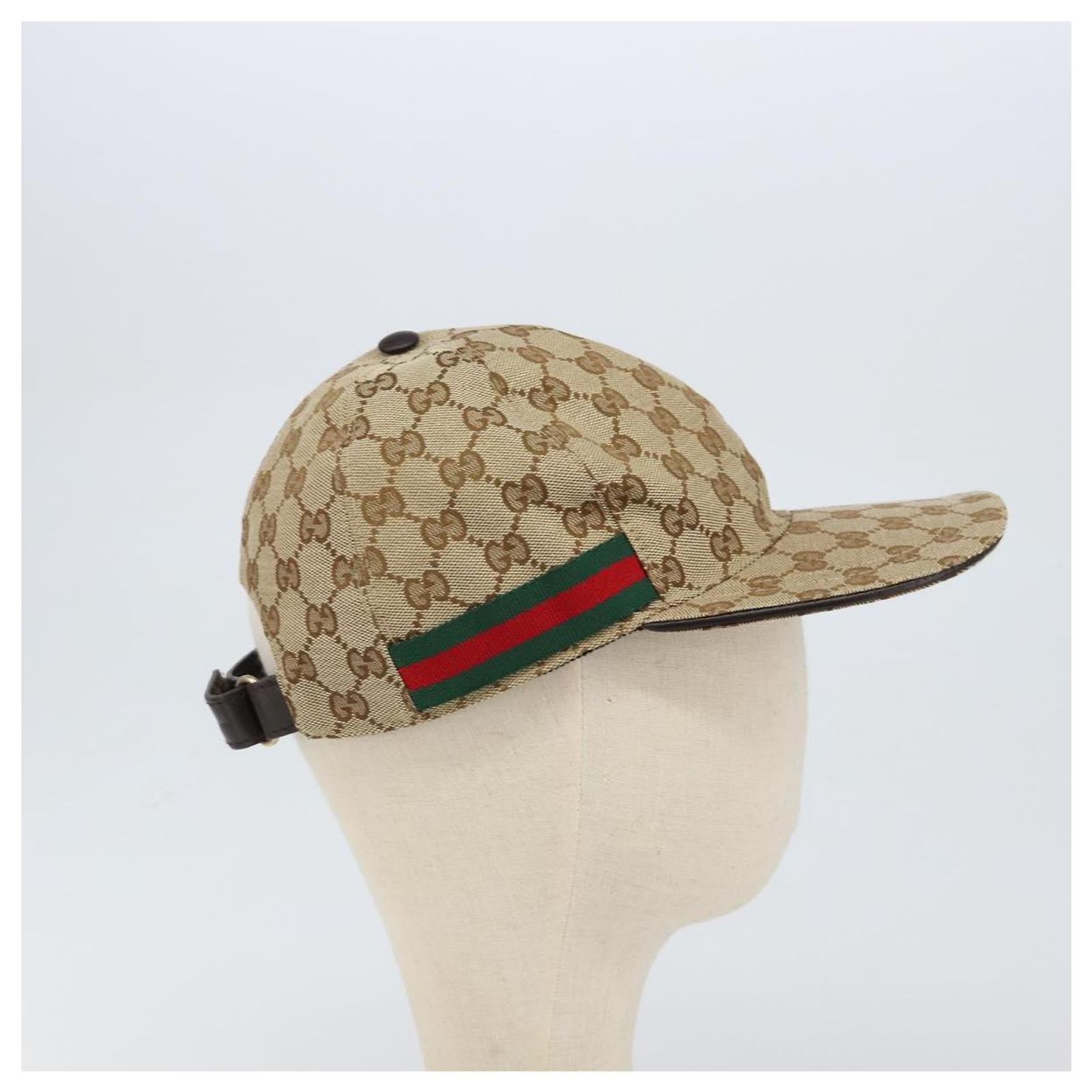 GUCCI GG Canvas baseball Cap M Beige Red Green 200035 Auth 