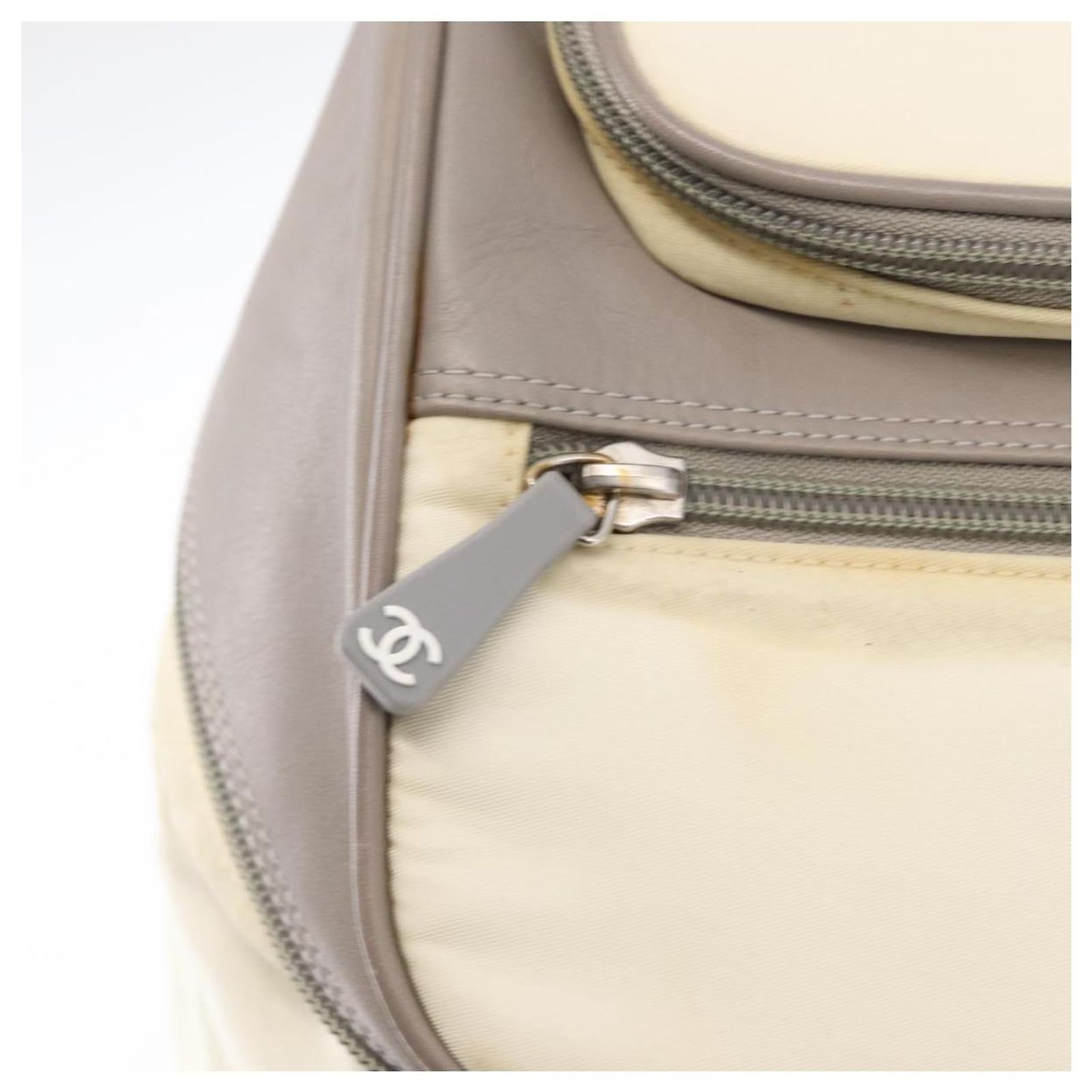 CHANEL Sports Line COCO Mark Backpack Nylon Leather White 
