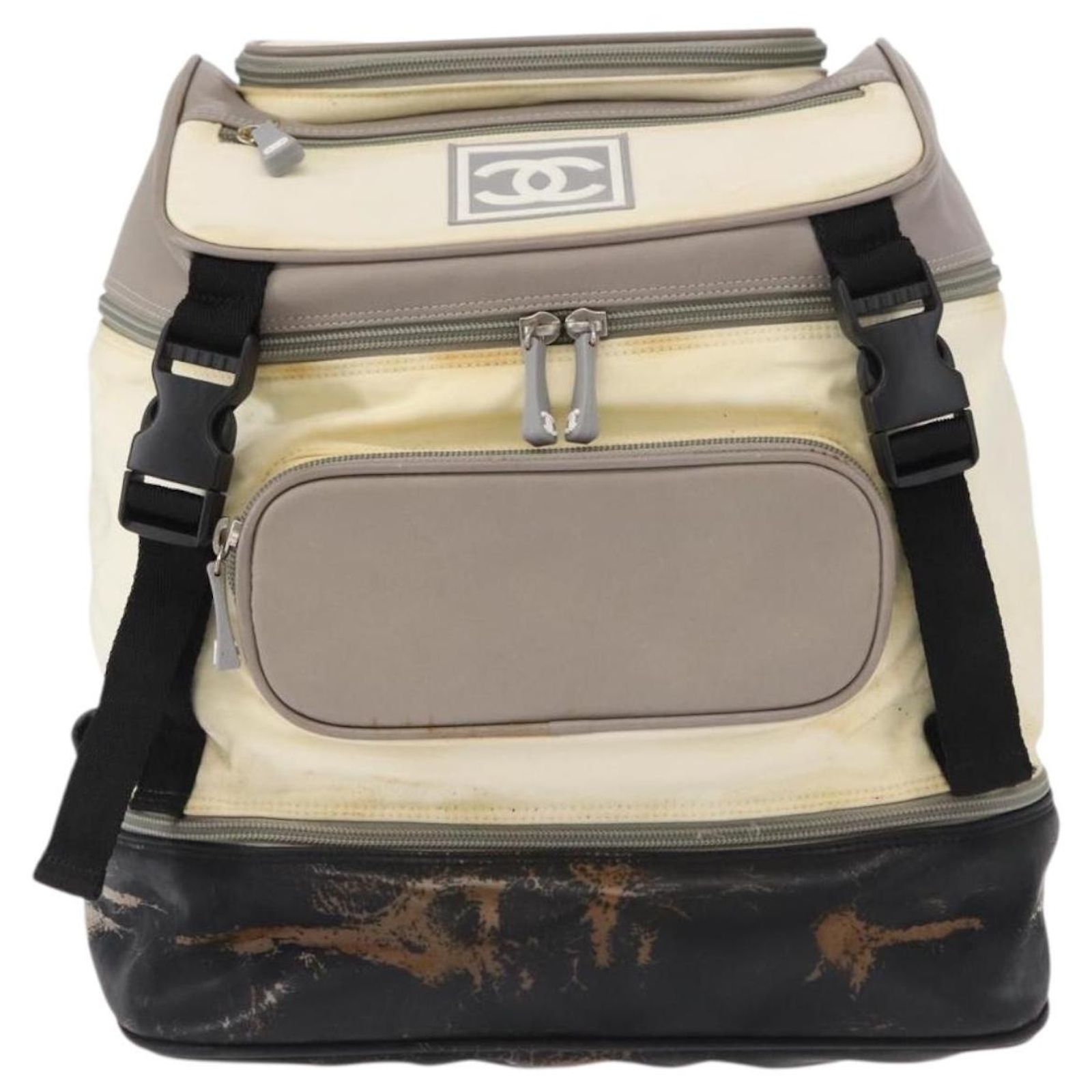 CHANEL Sports Line COCO Mark Backpack Nylon Leather White  display picture 3