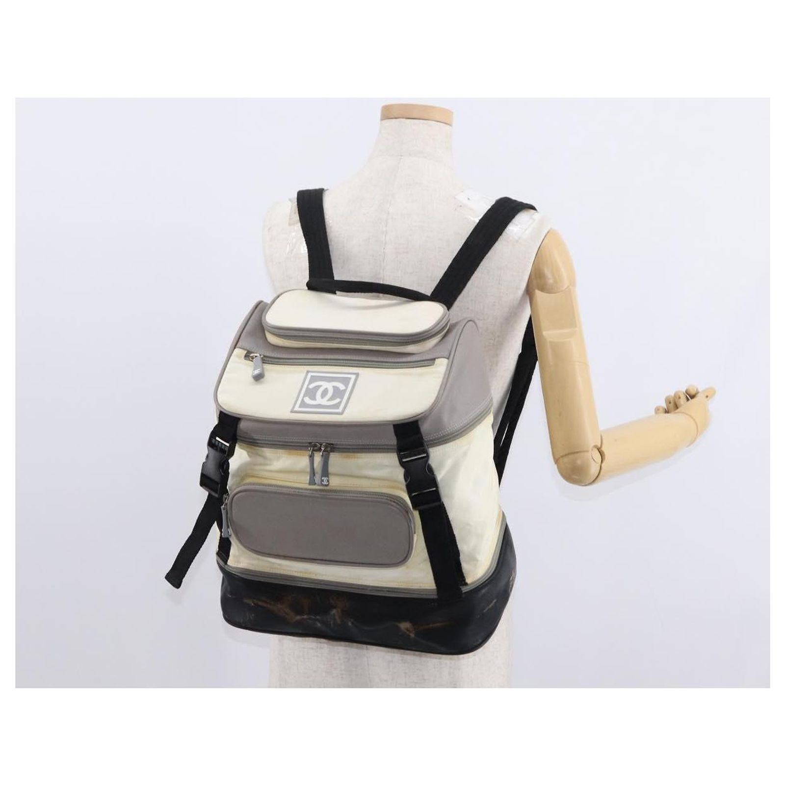 CHANEL Sports Line COCO Mark Backpack Nylon Leather White  display picture 1