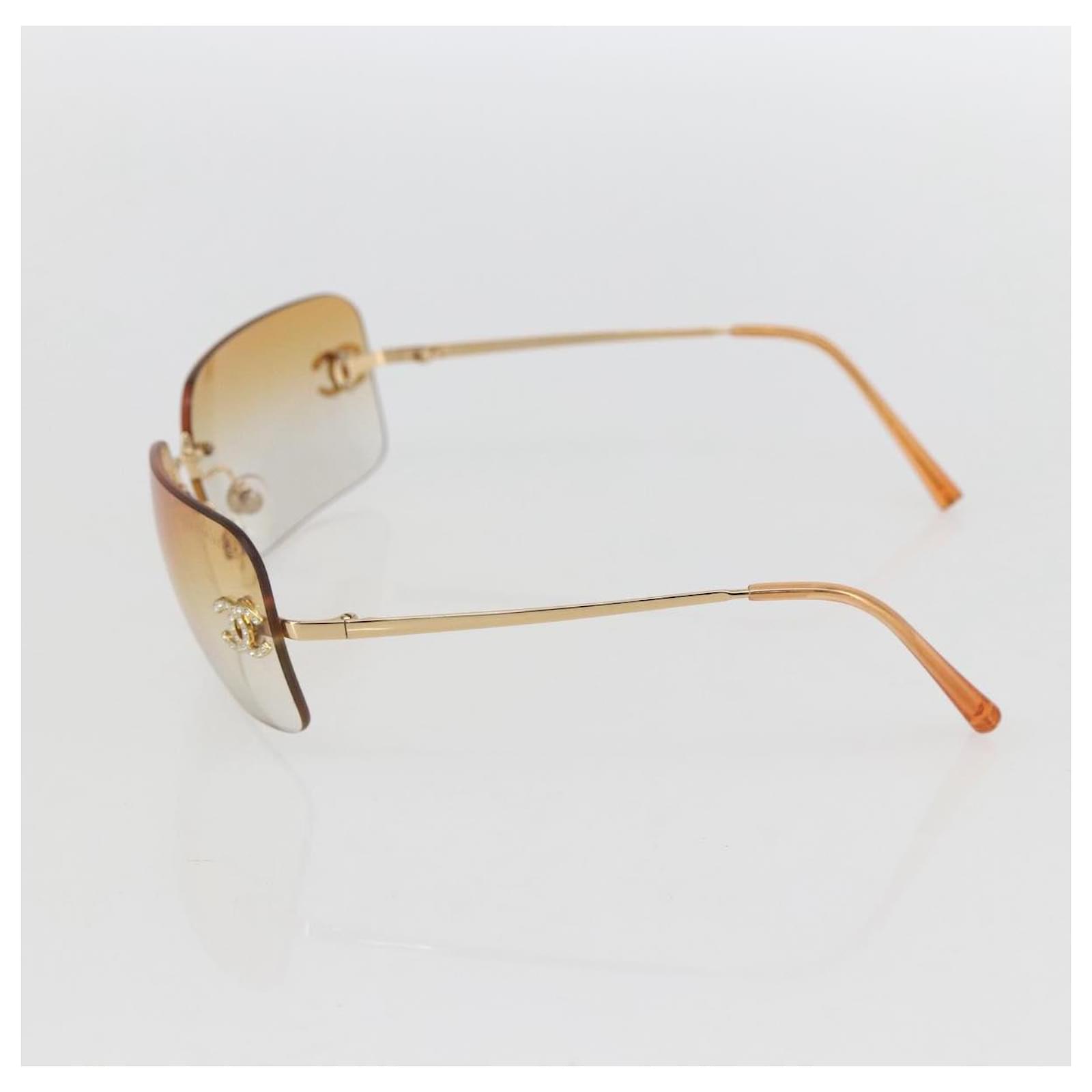 CHANEL Sunglasses metal Gold Tone CC Auth am10051V ref.JC2702979