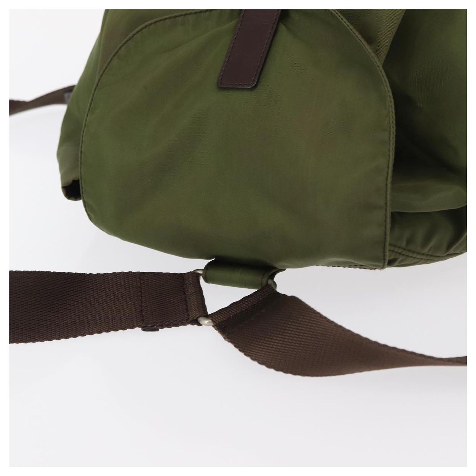 PRADA Backpack Nylon Khaki Silver Auth 152889 Silvery ref  display picture 3