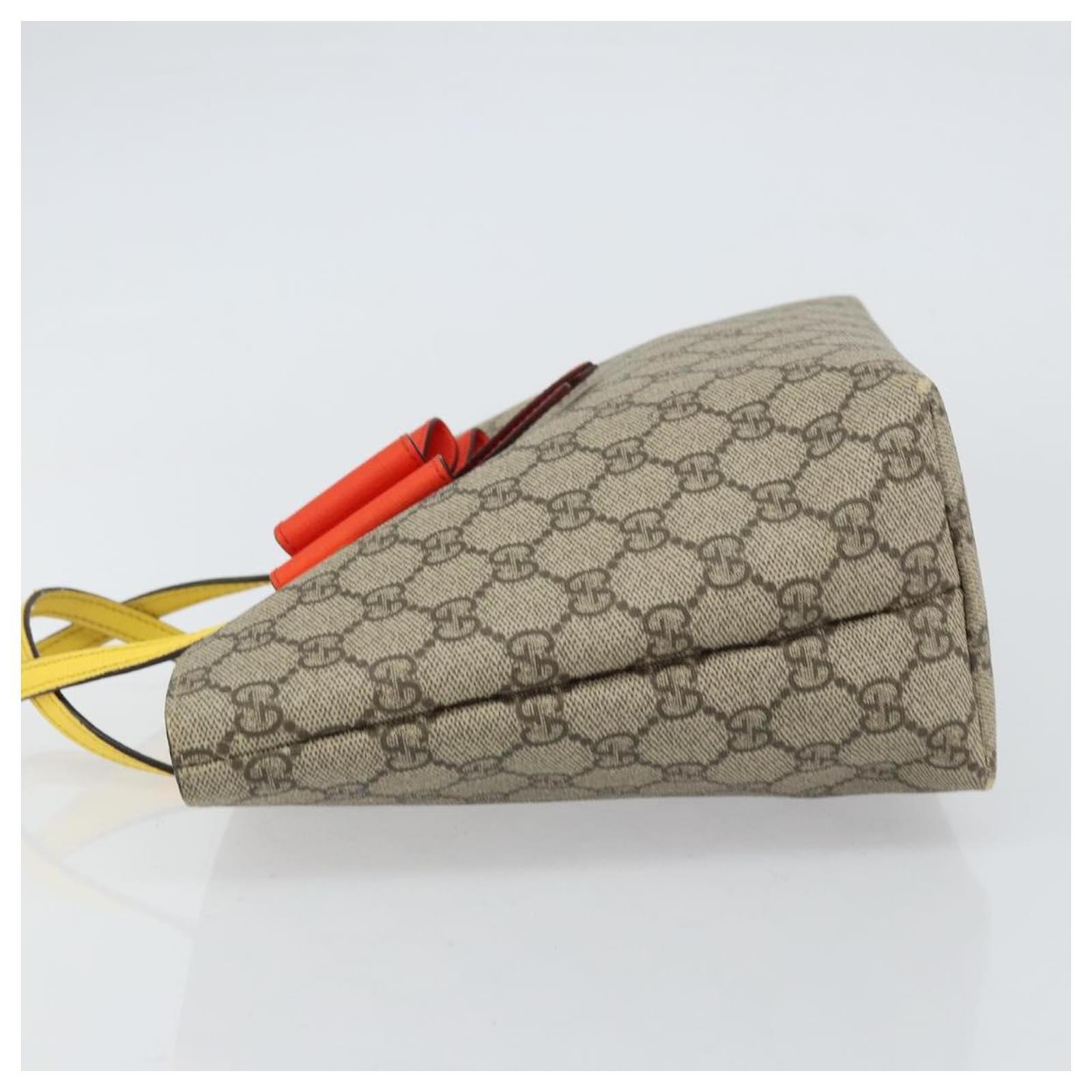 GUCCI GG Supreme Hand Bag PVC Beige Gold 457232 Auth bs31686