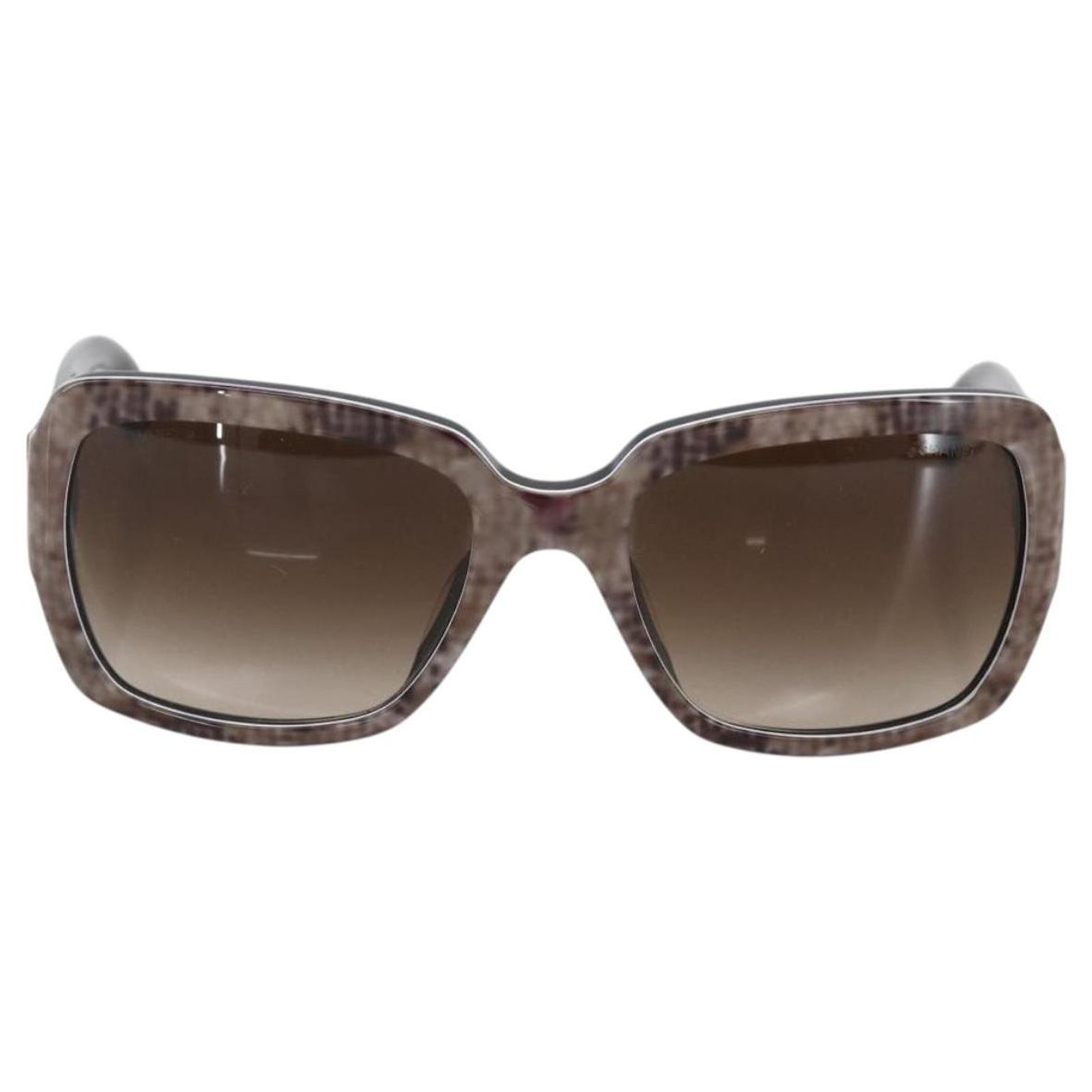 CHANEL COCO Mark Sunglasses plastic Beige CC Auth 157053 ref  display picture 2
