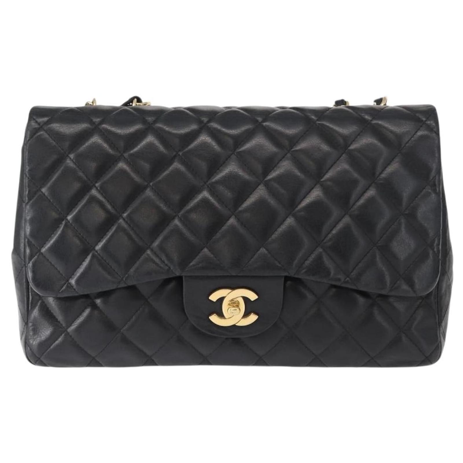CHANEL Matelasse 30 Chain Shoulder Bag Lamb Skin Black Gold CC