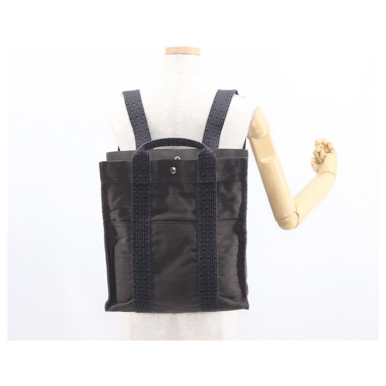 Hermès HERMES Her Line A Dos MM Backpack Canvas Gray Silver  display picture 1