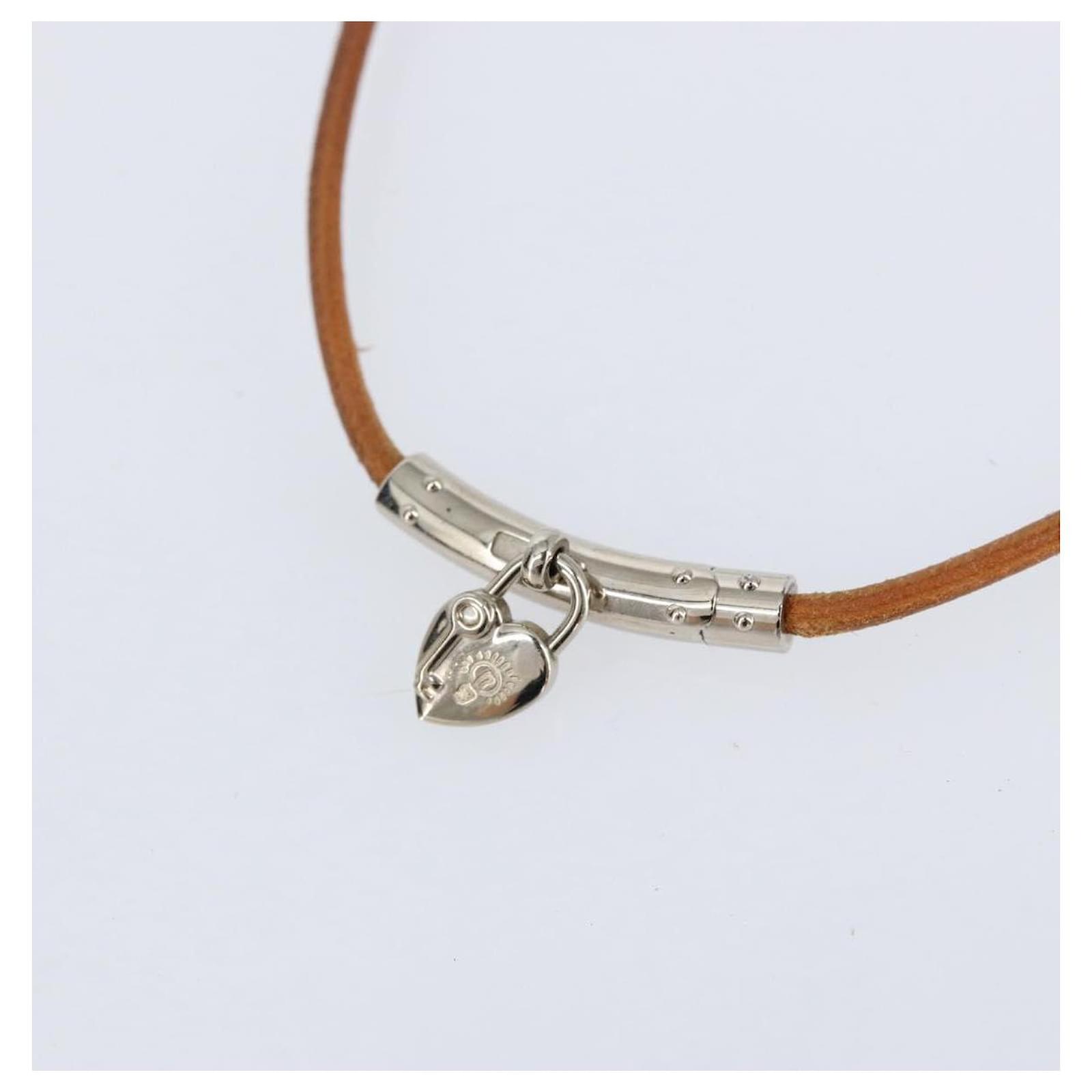 HERMES Leather Choker Necklace エルメス Hermès Heart Choker, Vintage Hermès Necklace, Anne De La Fantasy