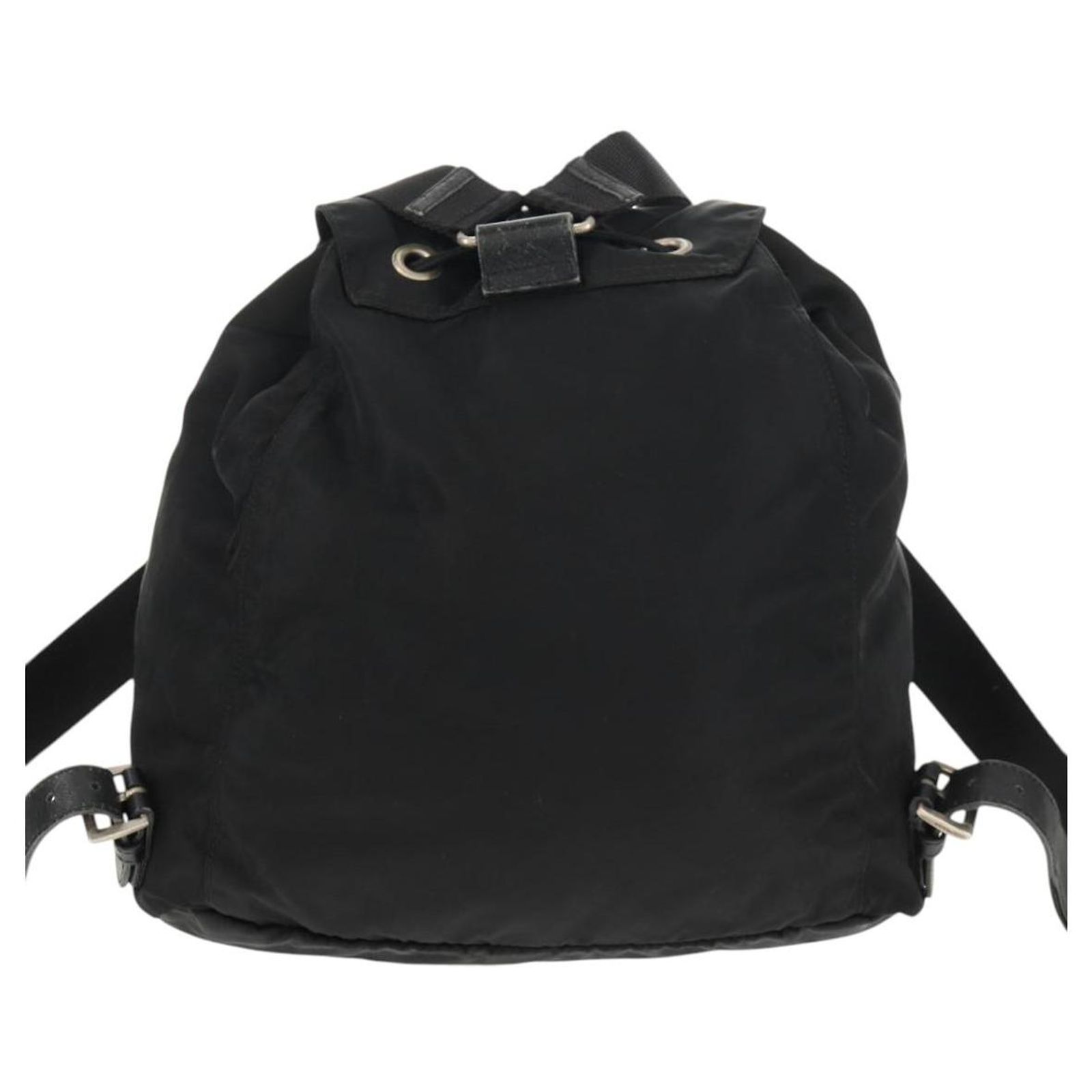 PRADA Backpack Nylon Black Silver Auth bs29965 Silvery ref 