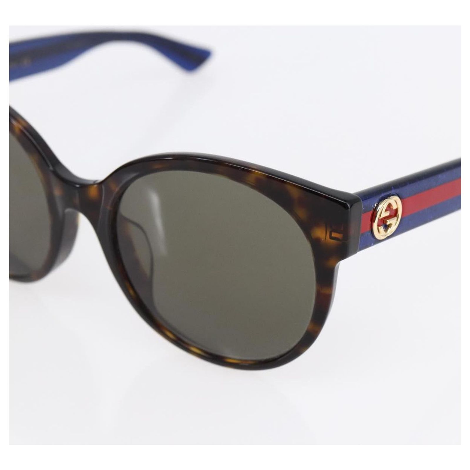GUCCI Sherry Line Sunglasses plastic Brown Blue Red Auth am9316 