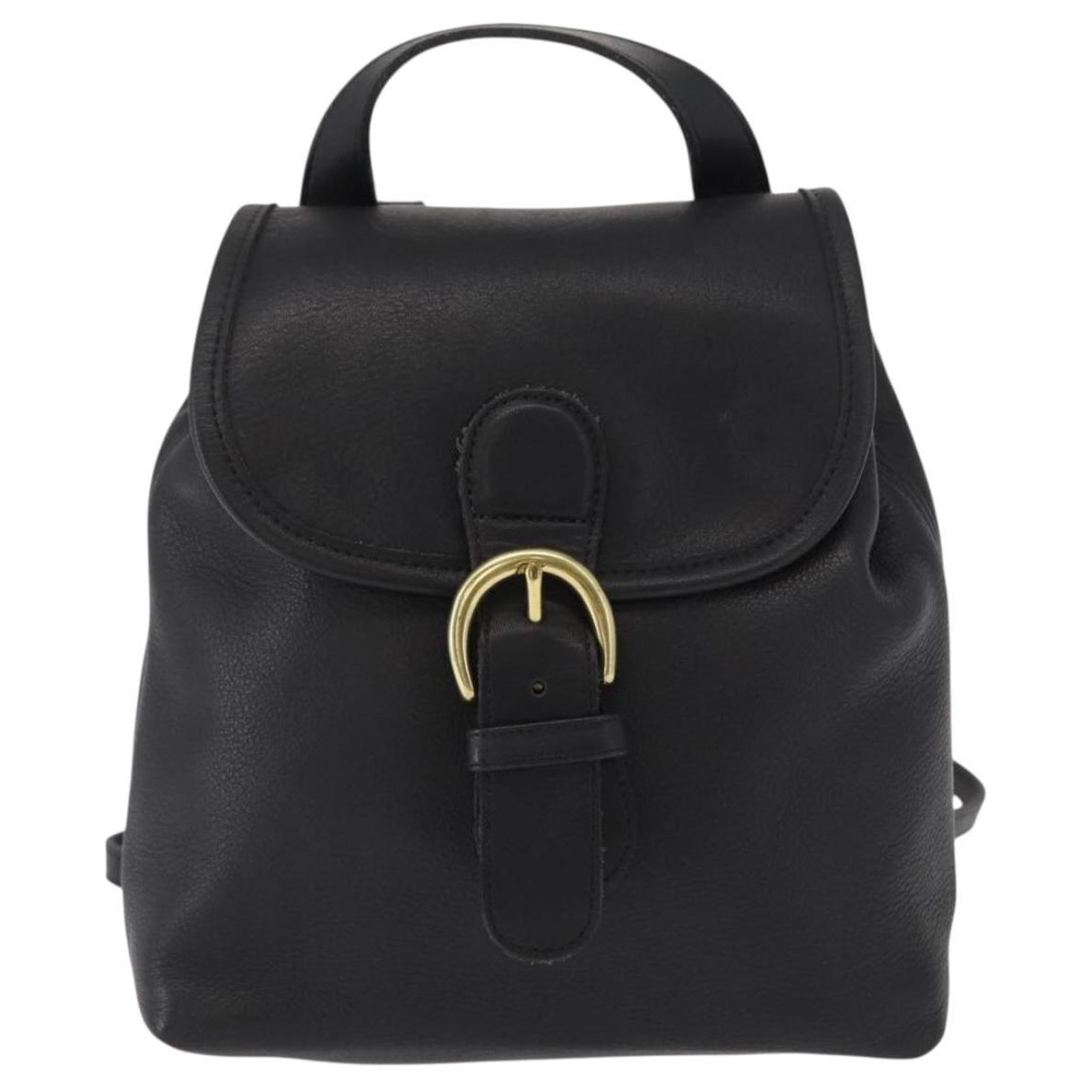 Coach Mochila de couro preta e dourada Auth am9869 Preto  display picture 2