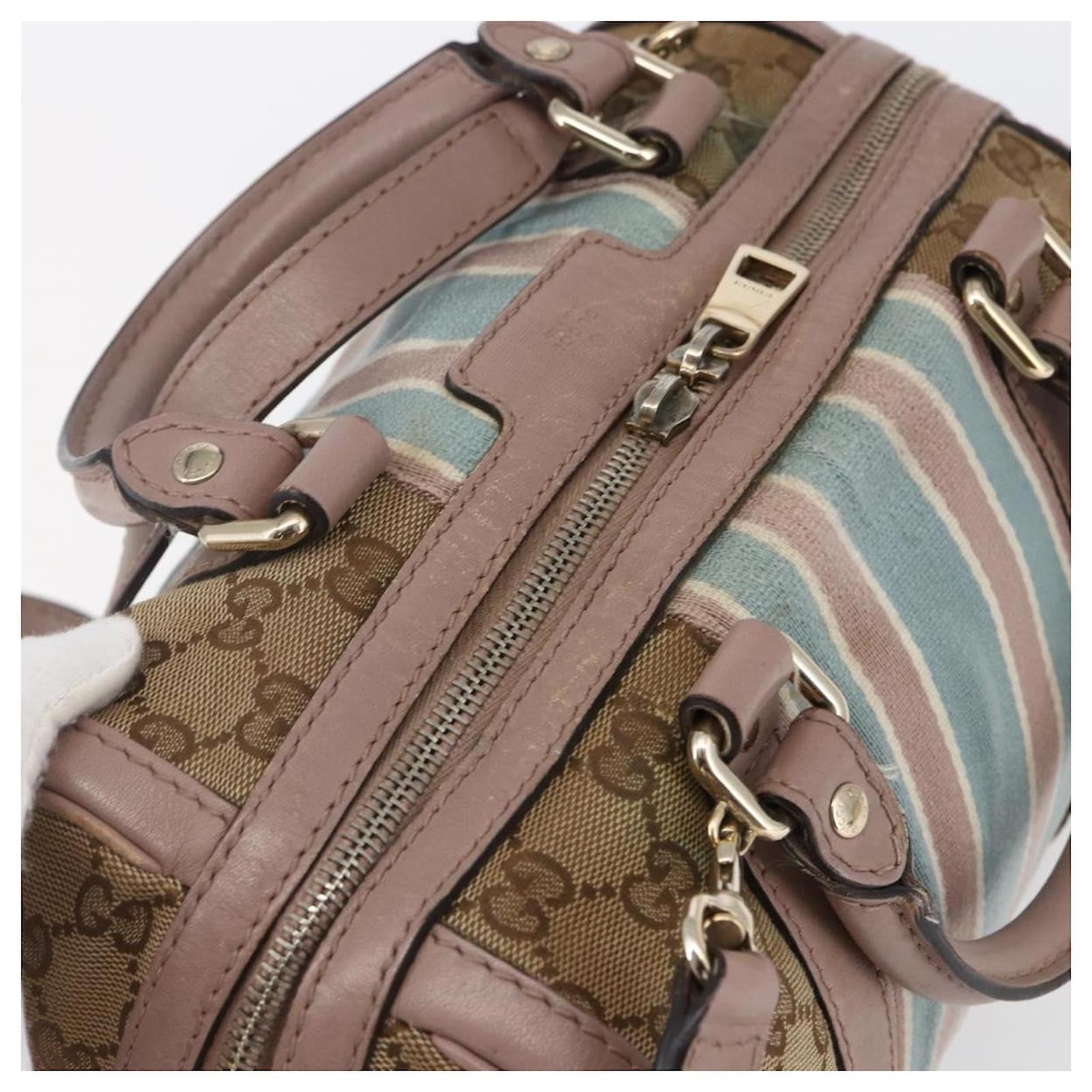 GUCCI GG Canvas Sherry Line Hand Bag 2way Beige Gold 269876 Auth