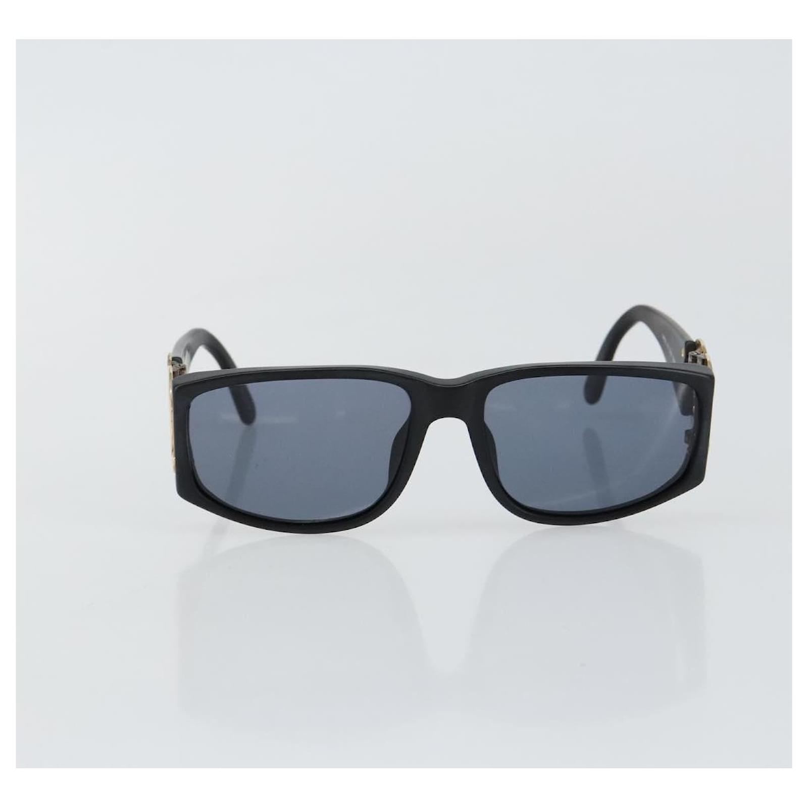 CHANEL COCO Mark Sunglasses Plastic Black CC Auth 143837 ref