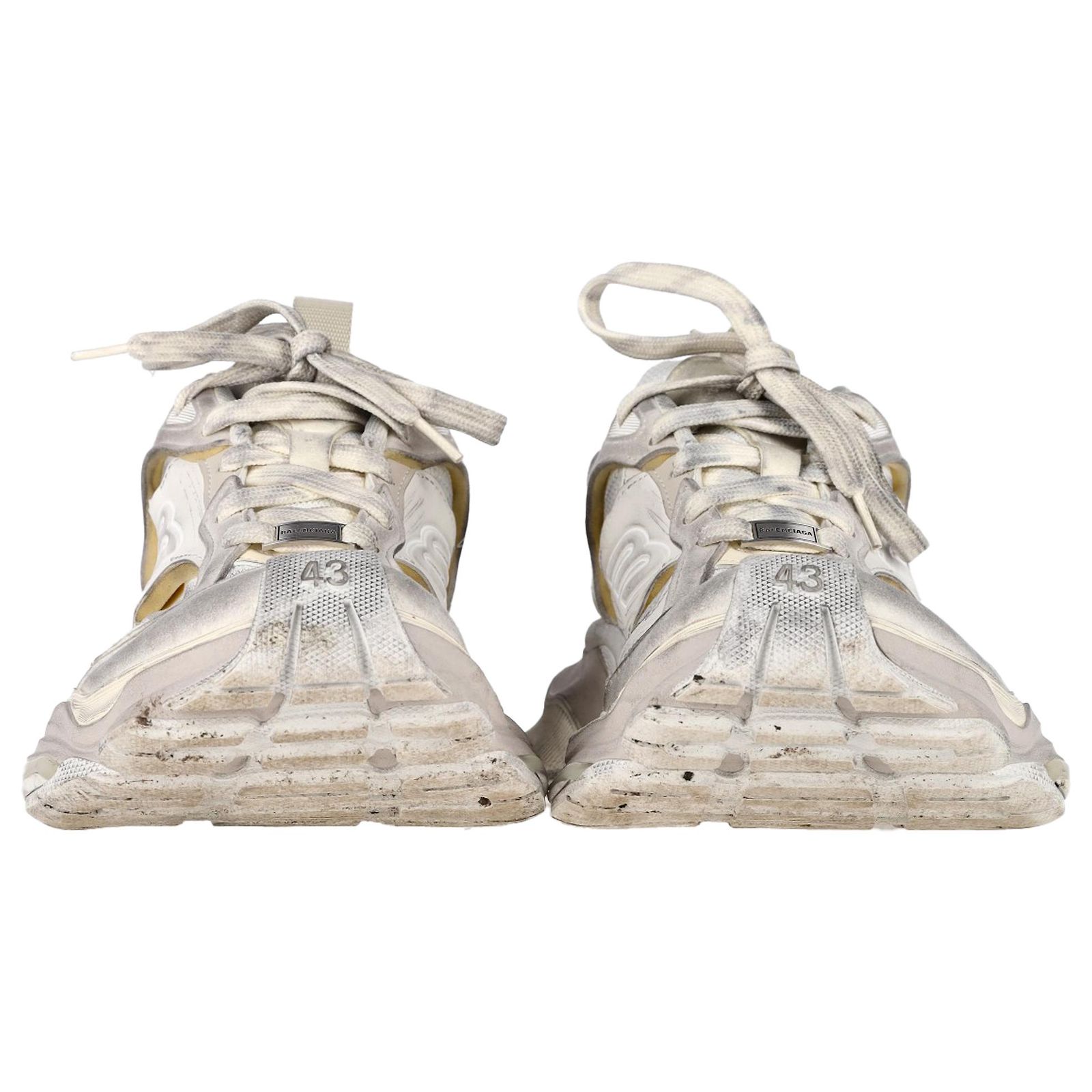 Everyday Balenciaga Cargo Distressed Sneakers in White Polyester 