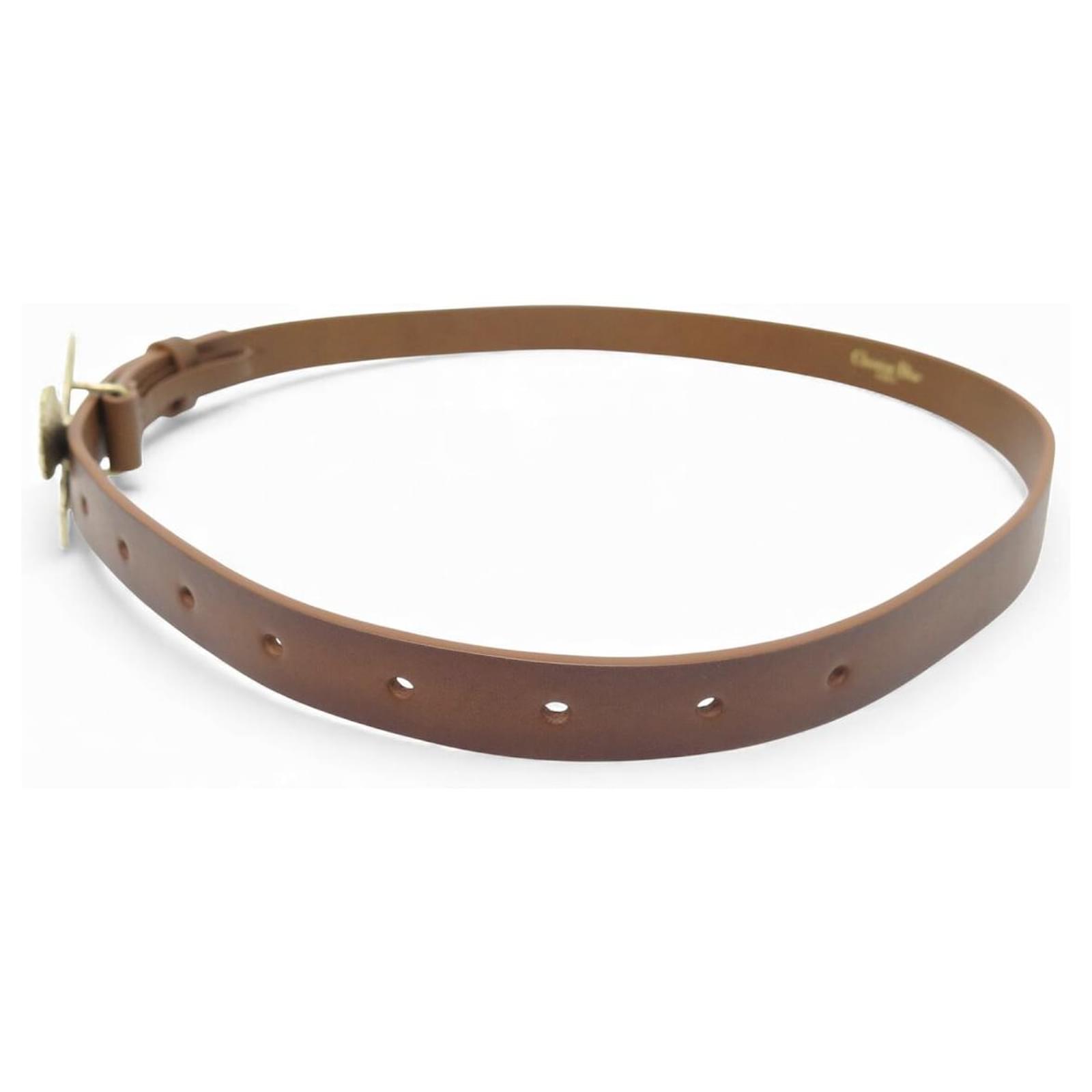 NEW CHRISTIAN DIOR BUTTERFLY METAMORPHOSIS BELT T80 LEATHER Brown