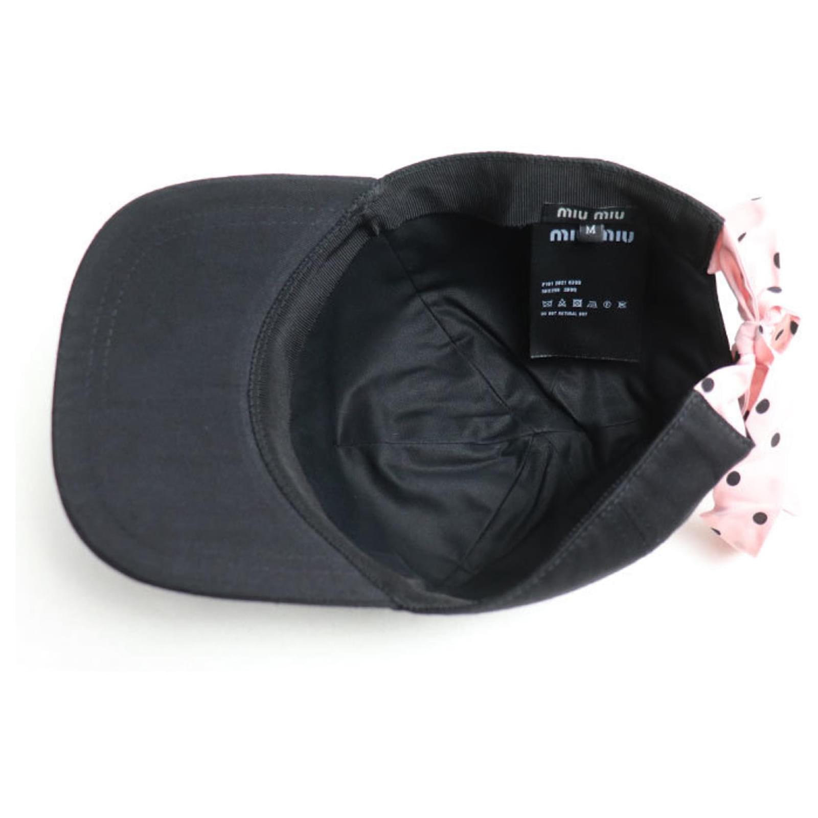 Miu Miu Polka Dot Print Cap Black Silk Cotton ref.JC2712910 (Sold