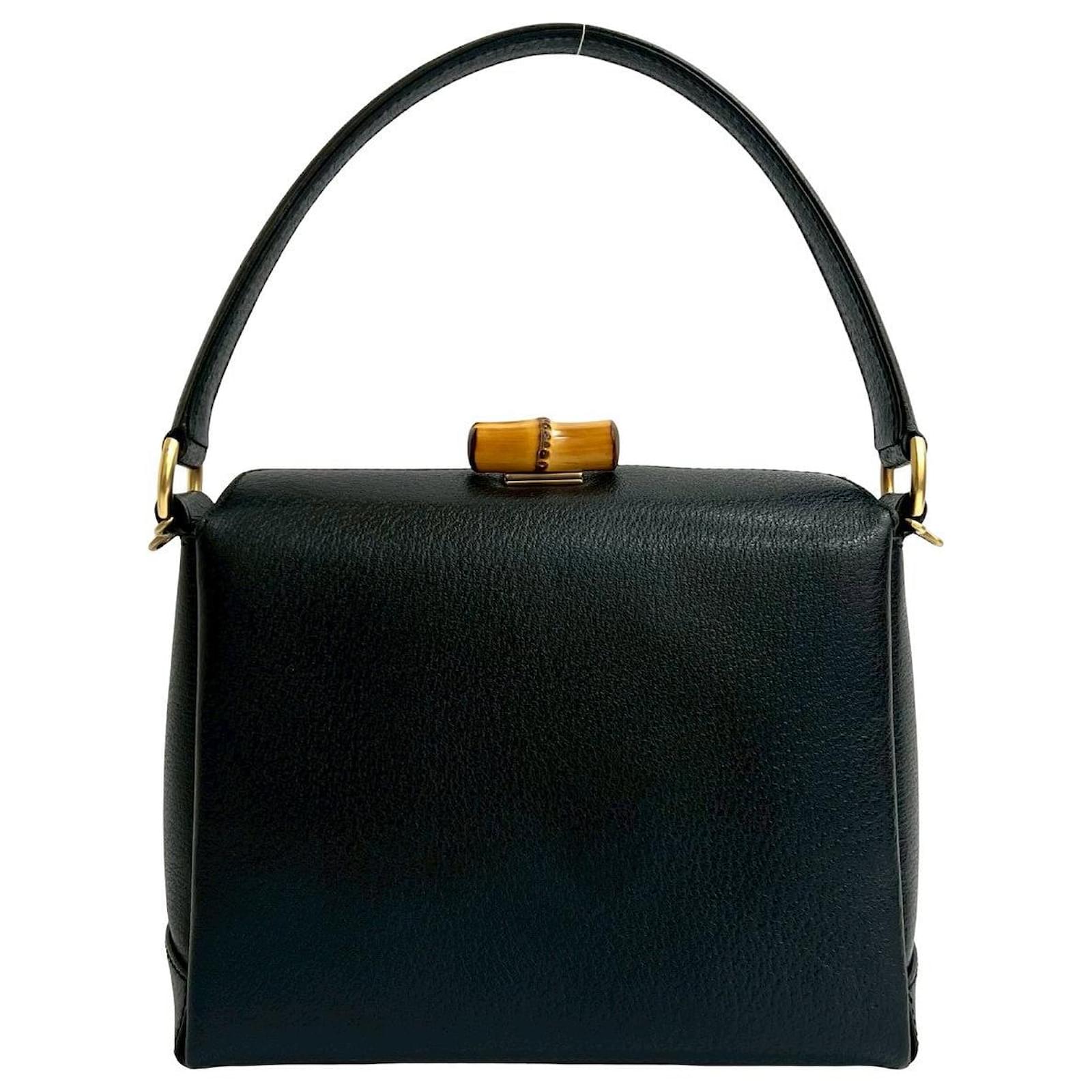 Gucci Bamboo Leather 2way Handbag Black ref.2716106 - Joli Closet
