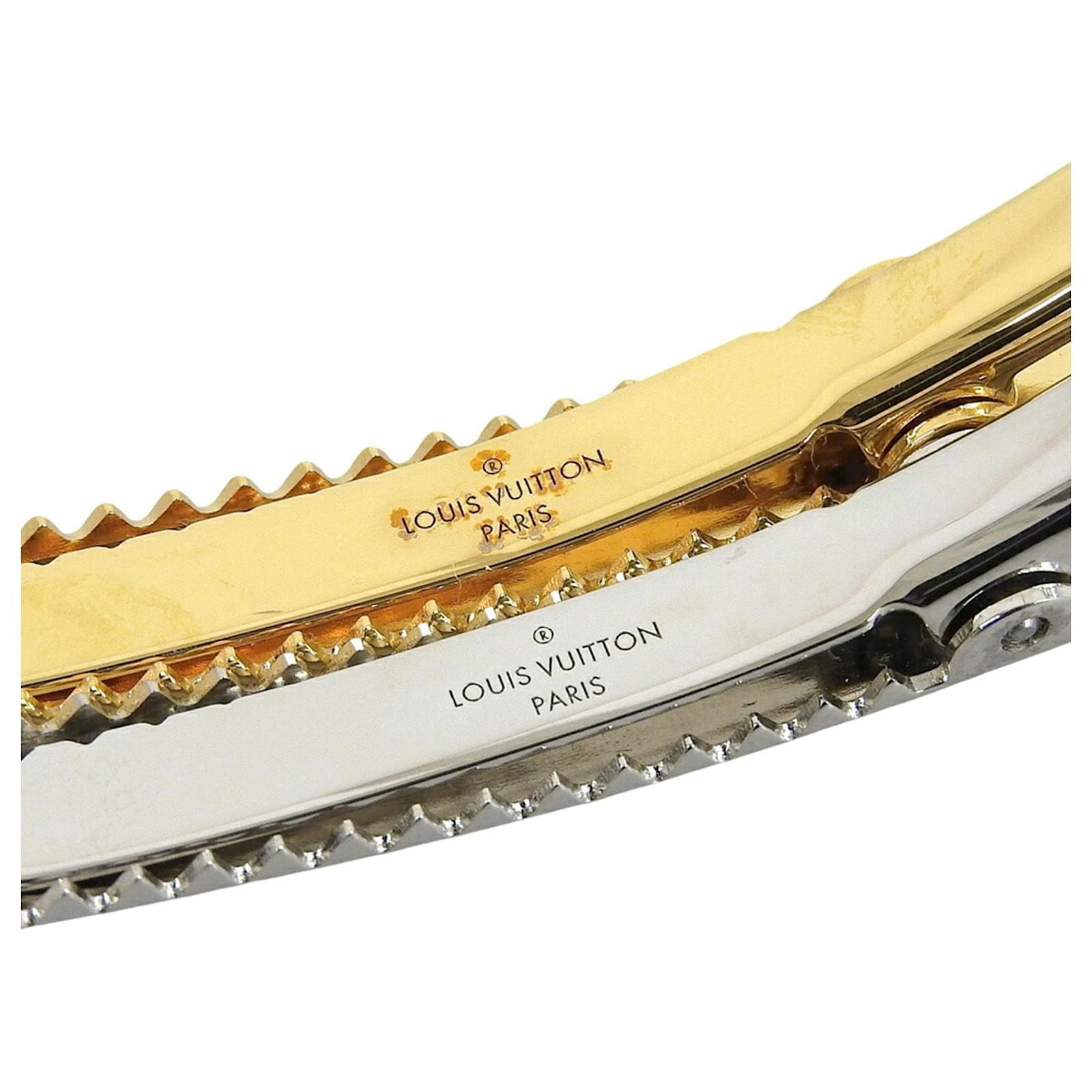 Louis Vuitton Hair Clip Set Silvery Golden Metal ref.JC2716809