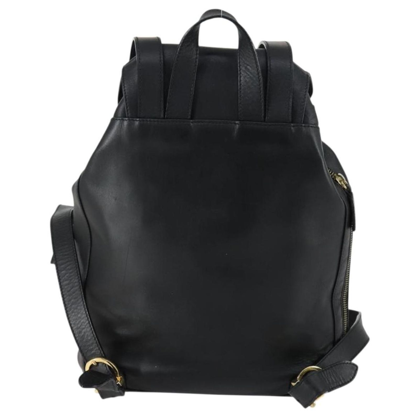 Salvatore Ferragamo Gancini Backpack Leather Black Gold Auth  display picture 3