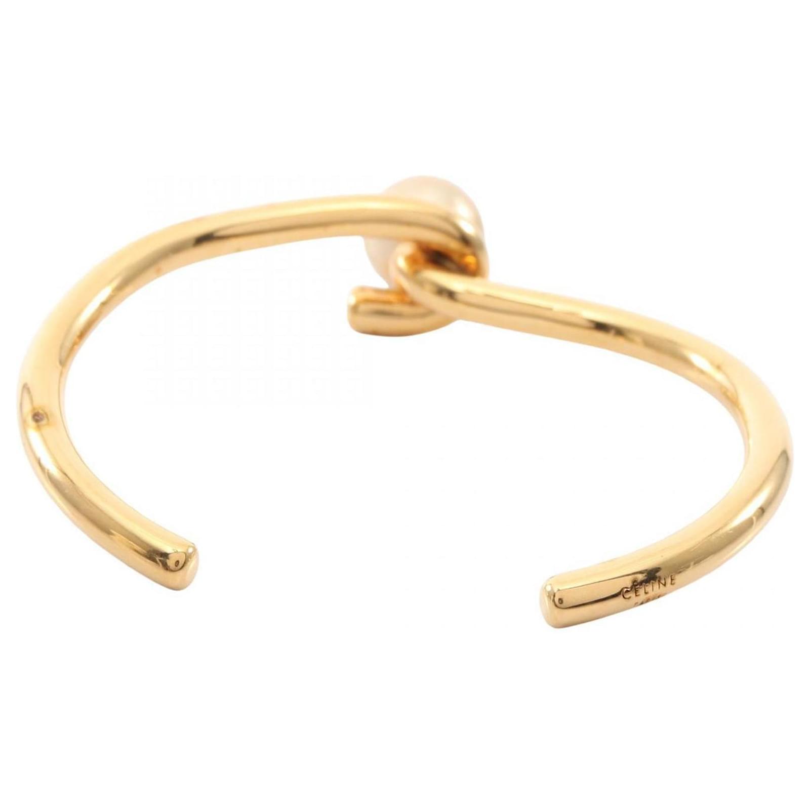 Céline Celine Gold Plated Knot Pearl Bangle Golden Gold-plated ref