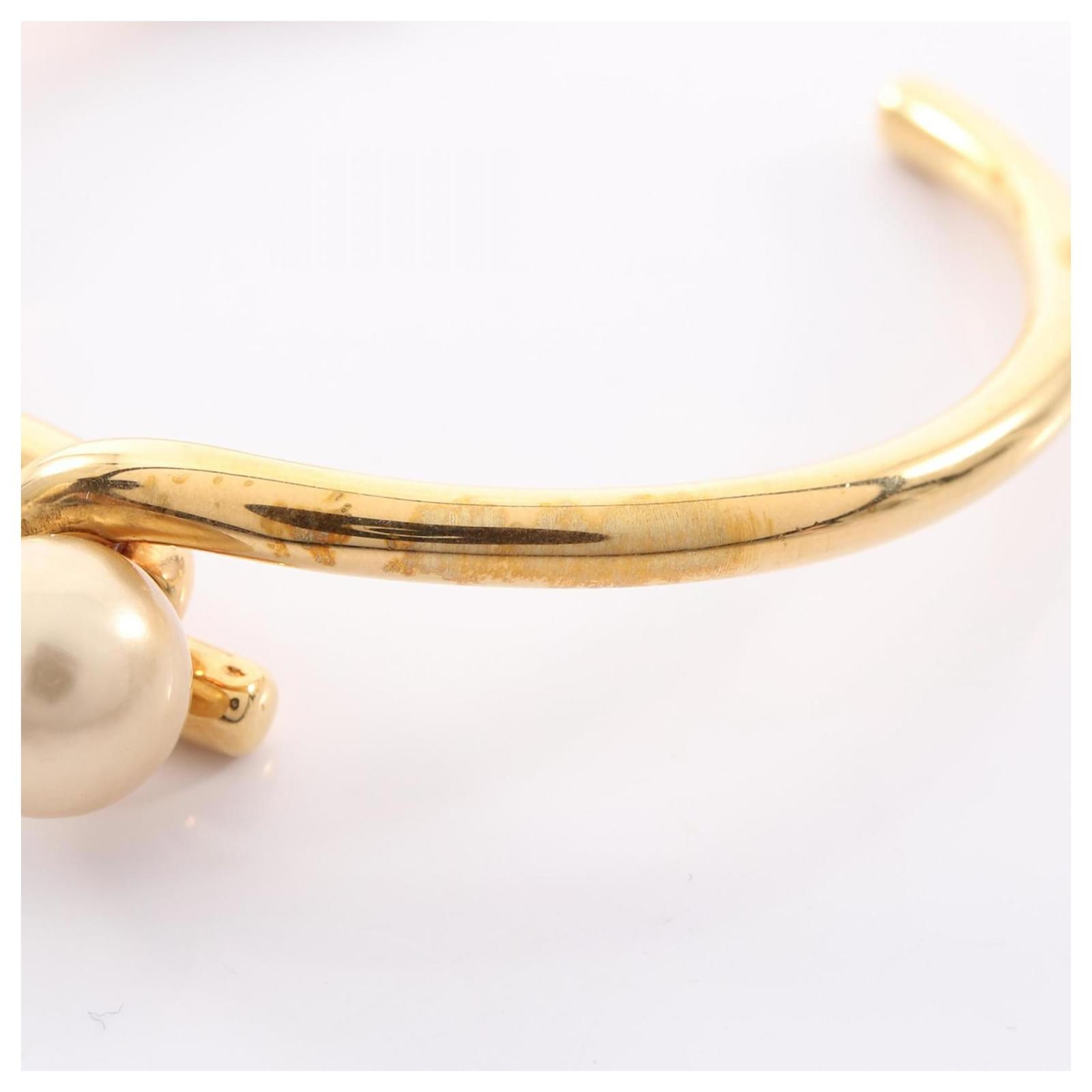 Céline Celine Gold Plated Knot Pearl Bangle Golden Gold-plated ref