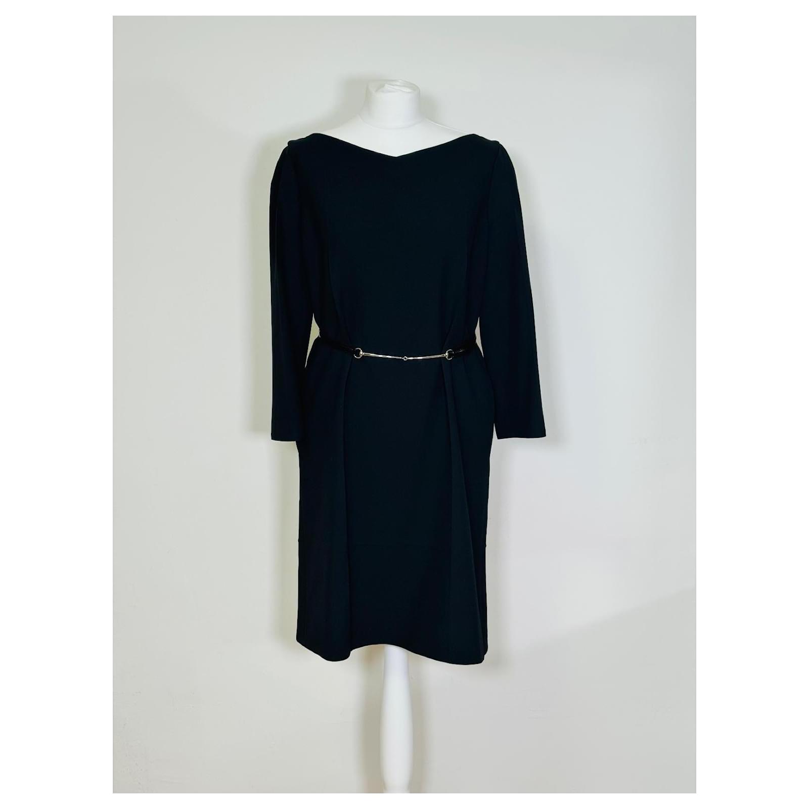 Gucci Dress with Horsebit Detail and Leather Belt Black Acetate ref.2718220 - Joli Closet Gucci Dress with Horsebit Detail and Leather Belt Black Acetate ref.2718220 - Joli Closet