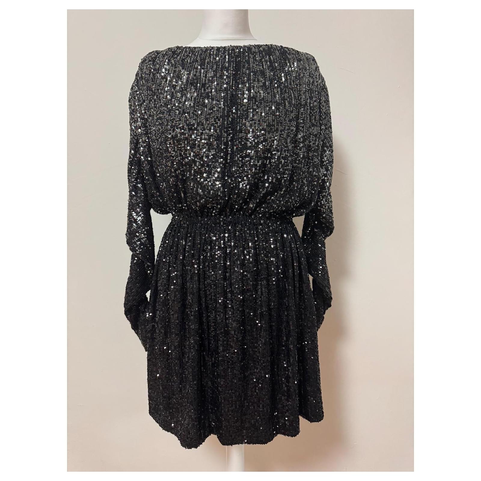 ysl sequin dress Saint Laurent Sequined Mini Halter Dress Blue