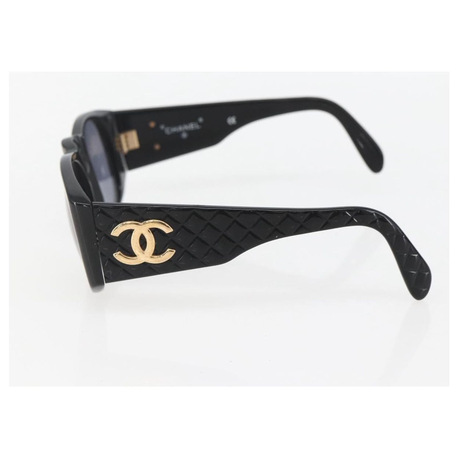 Chanel CC Logo Matelasse Sunglasses Eye Wear Plastic Black ref 