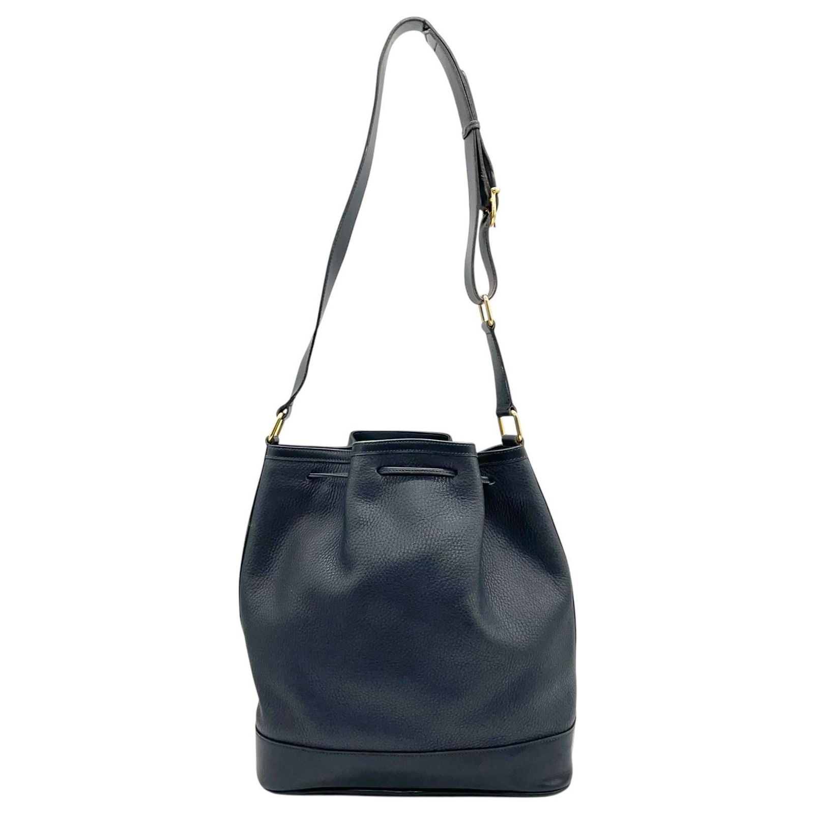 Céline Celine Navy Leather Drawstring Shoulder Bag Navy blue  display picture 1