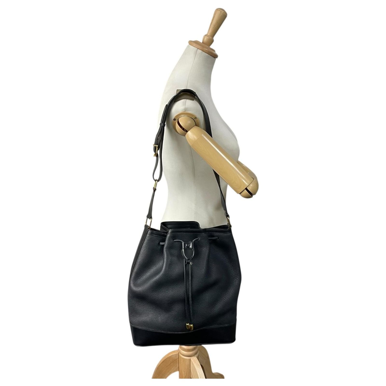 Céline Celine Navy Leather Drawstring Shoulder Bag Navy blue 