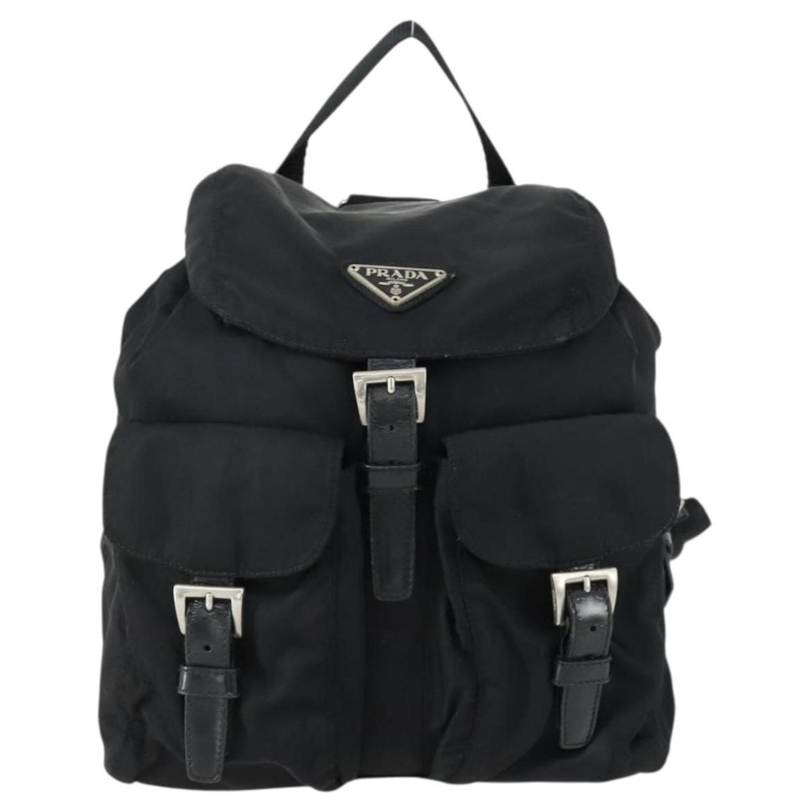 PRADA Backpack Nylon Black Silver Auth bs31715 Authentic New Prada Black Nylon With Silver Hardware  main image 2
