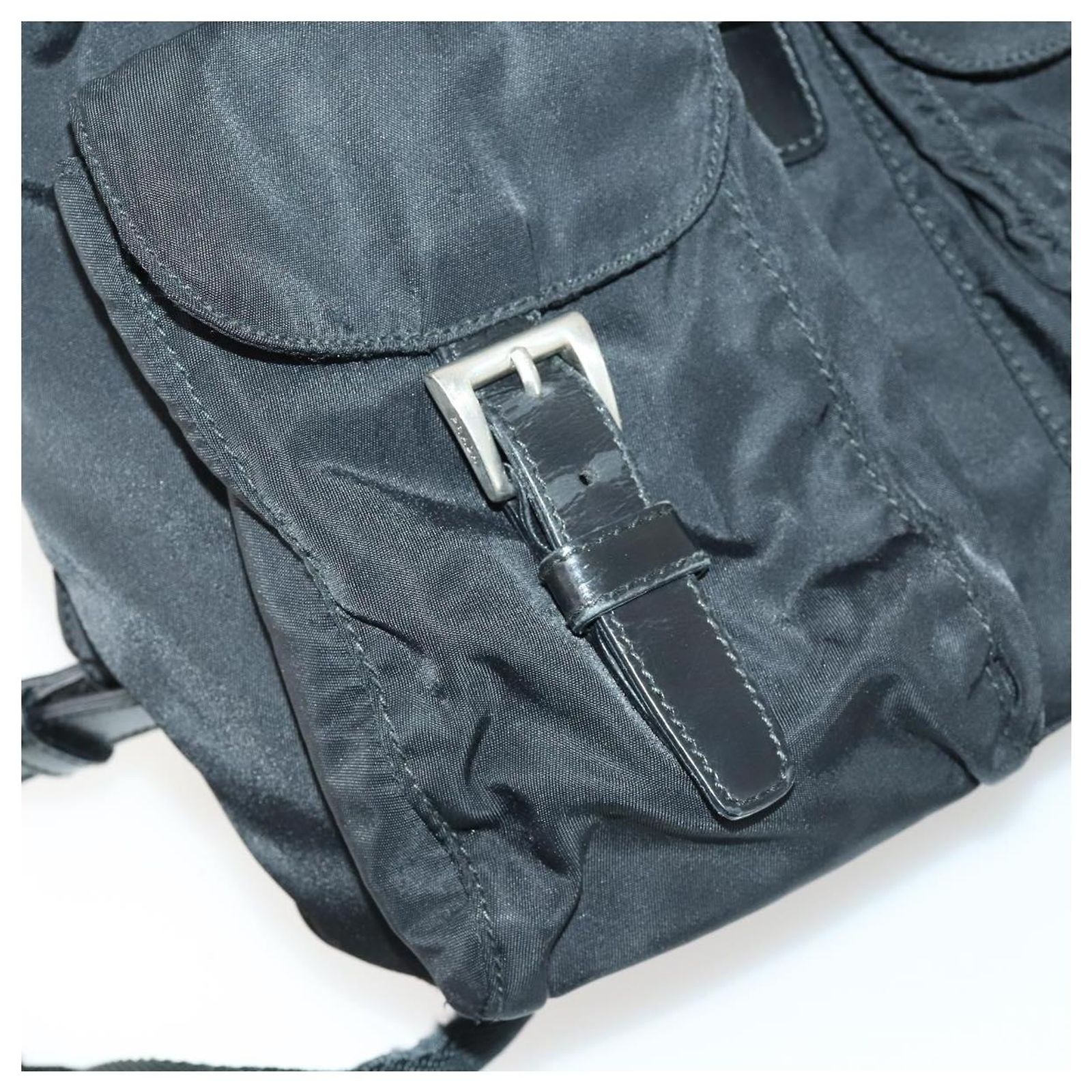 PRADA Backpack Nylon Black Silver Auth ka1167 Silvery ref  display picture 2