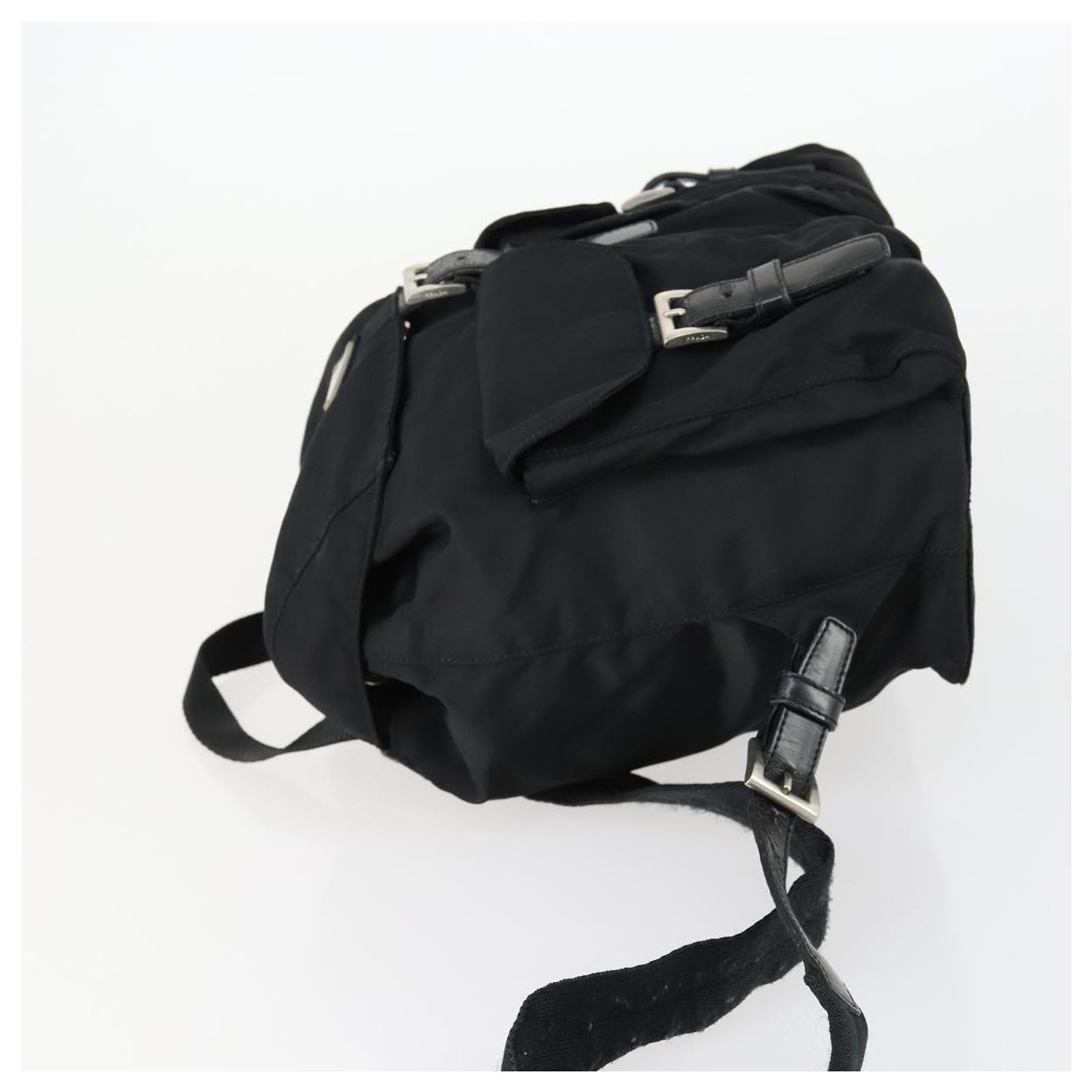 PRADA Backpack Nylon Black Silver Auth 171402 PRADA Backpack Nylon Black Silver Auth ka1167 Silvery ref  main image 3
