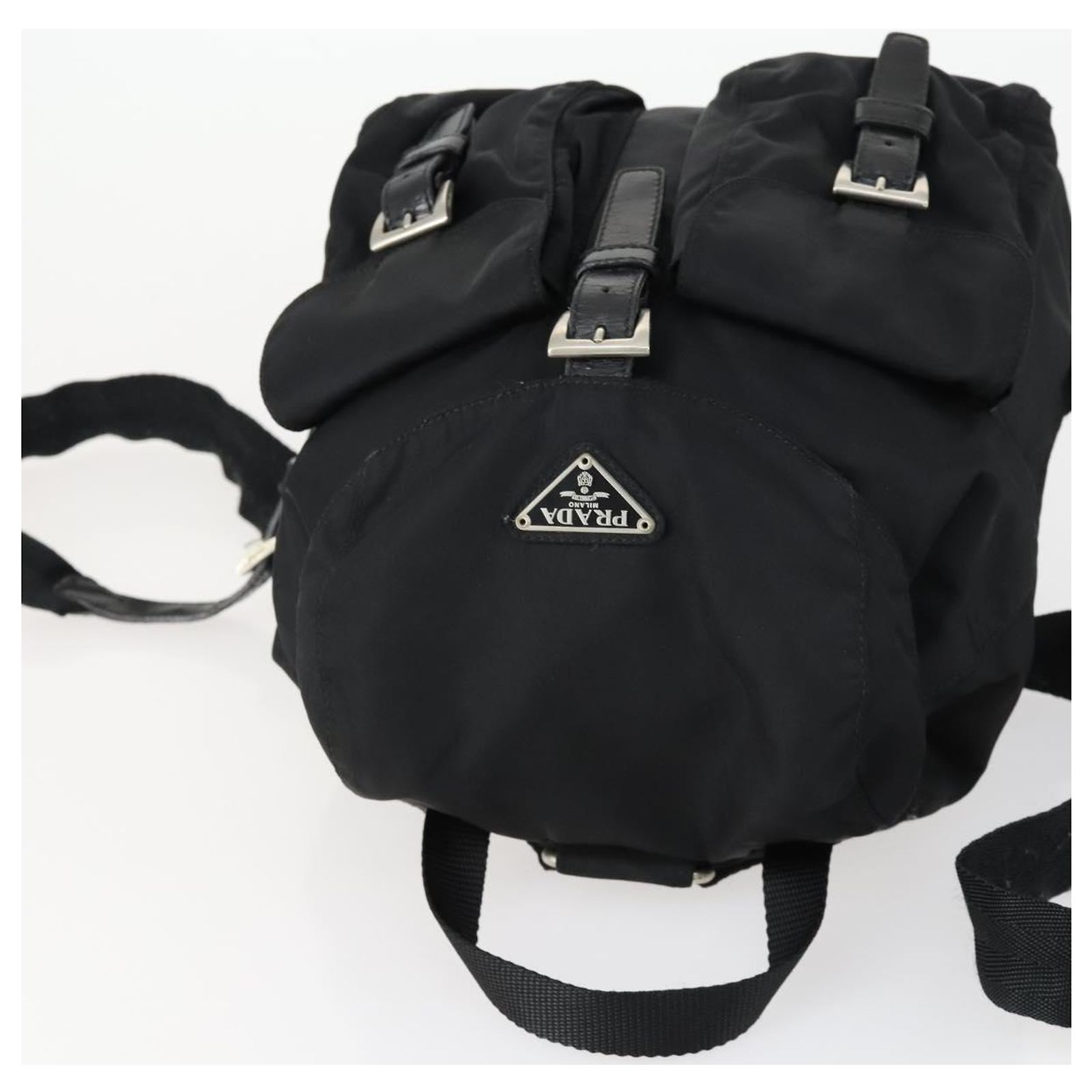 PRADA Backpack Nylon Black Silver Auth ka1167 Silvery ref  display picture 1
