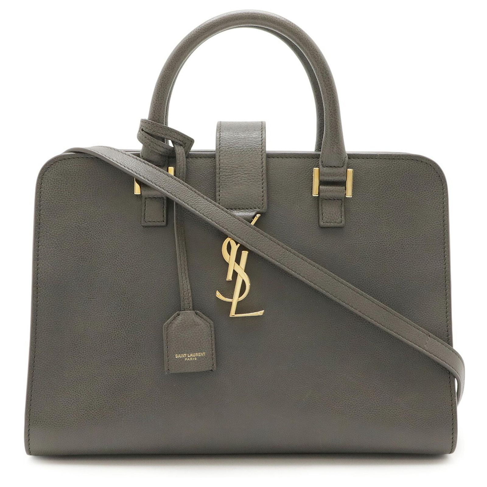 Yves Saint Laurent Small Cabas Handbag/Shoulder Bag Brown Leather 