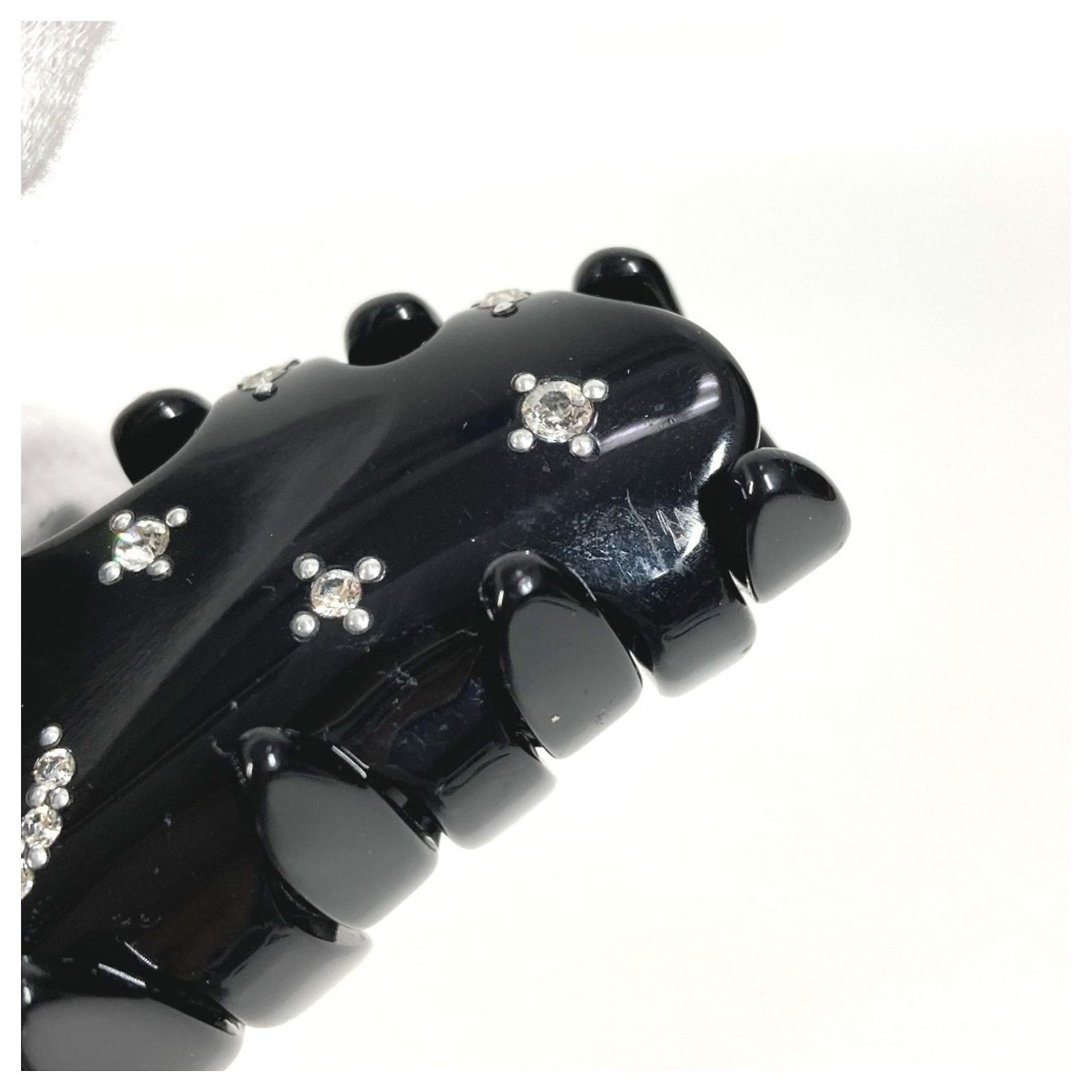 Chanel 08P CC Coco Mark Logo Hair Clip Black Silvery Plastic ref 