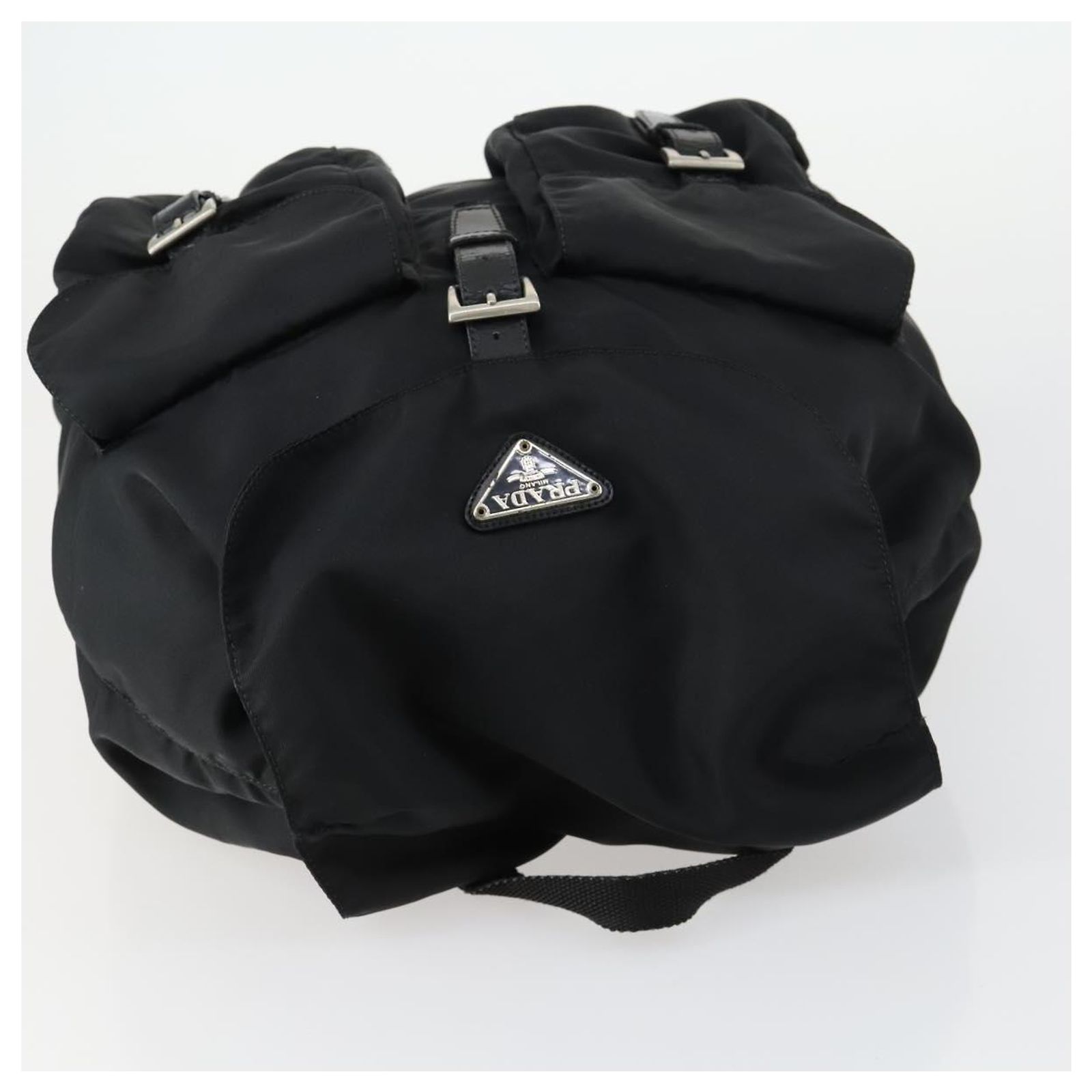 PRADA Backpack Nylon Black Silver Auth 154530 Authentic New Prada Black Nylon With Silver Hardware  main image 4
