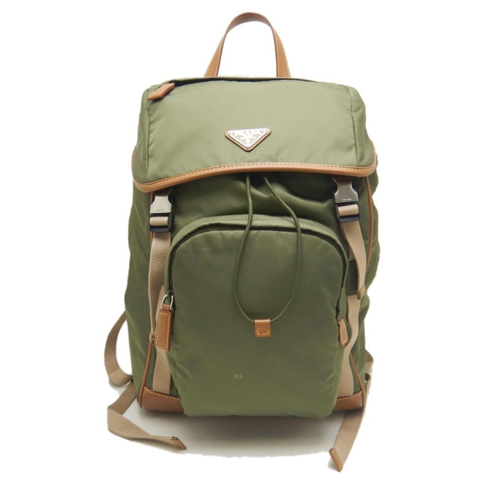 Prada Re-Nylon 2VZ135 Backpack in Khaki Leather ref 