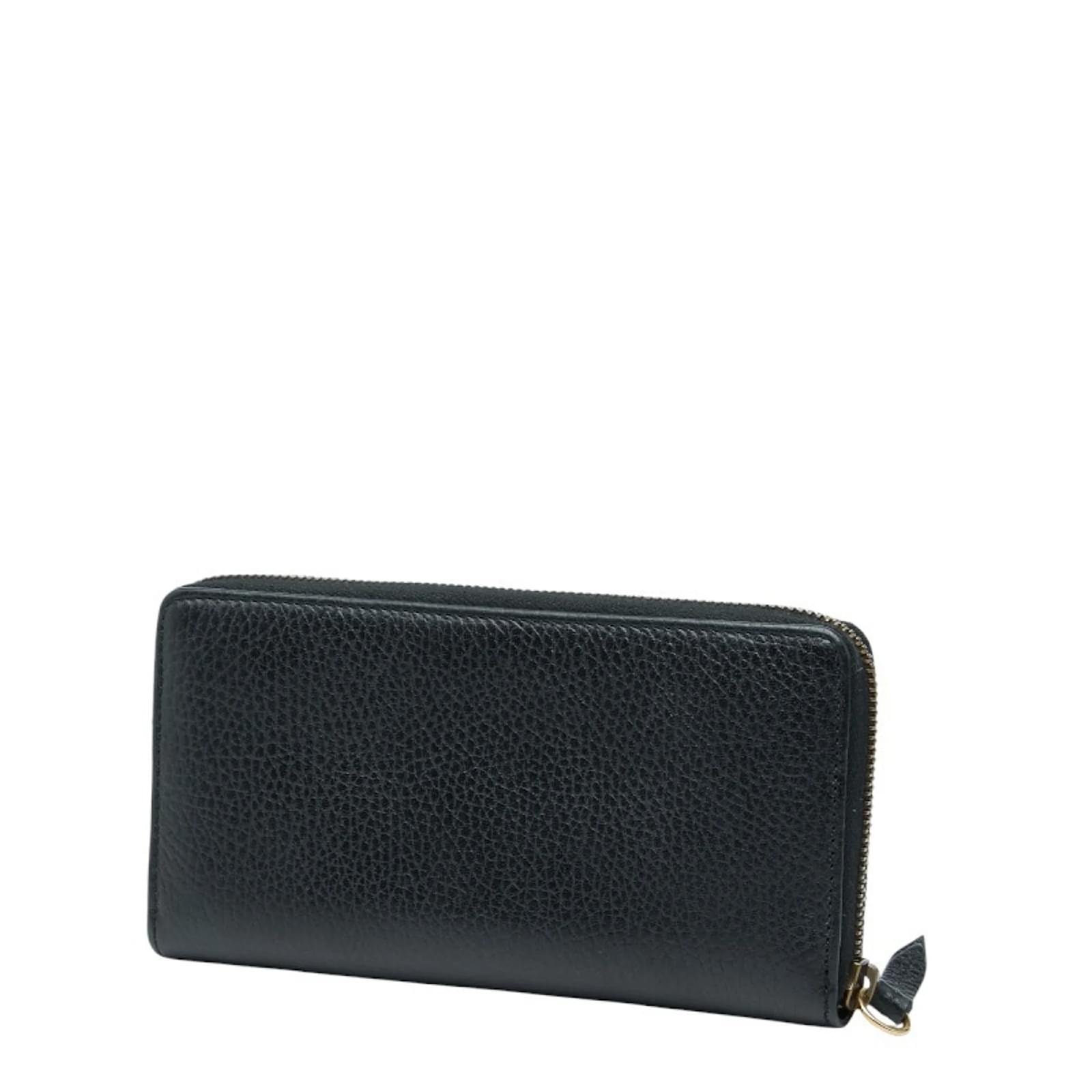Gucci GG Marmont Ribbon Zip-Around Long Wallet Black Leather ref