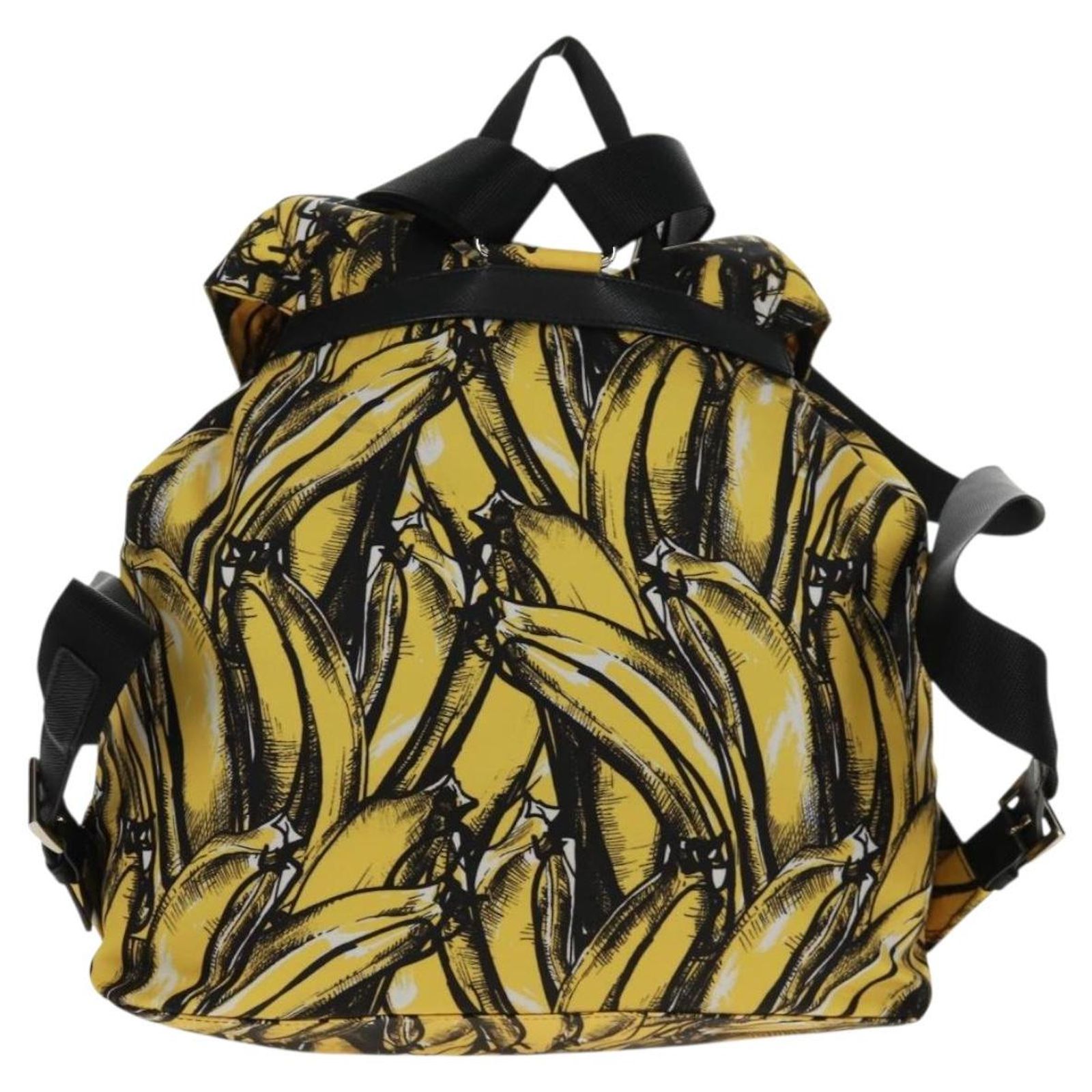 Prada Backpack Yellow Black Nylon Silver Prada Saffiano Leather Backpack - Black Backpacks, Handbags  main image 4