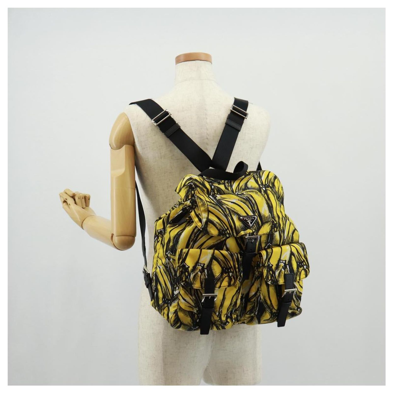 PRADA Backpack Nylon Yellow Silver Auth 158940SM (Sold  display picture 2