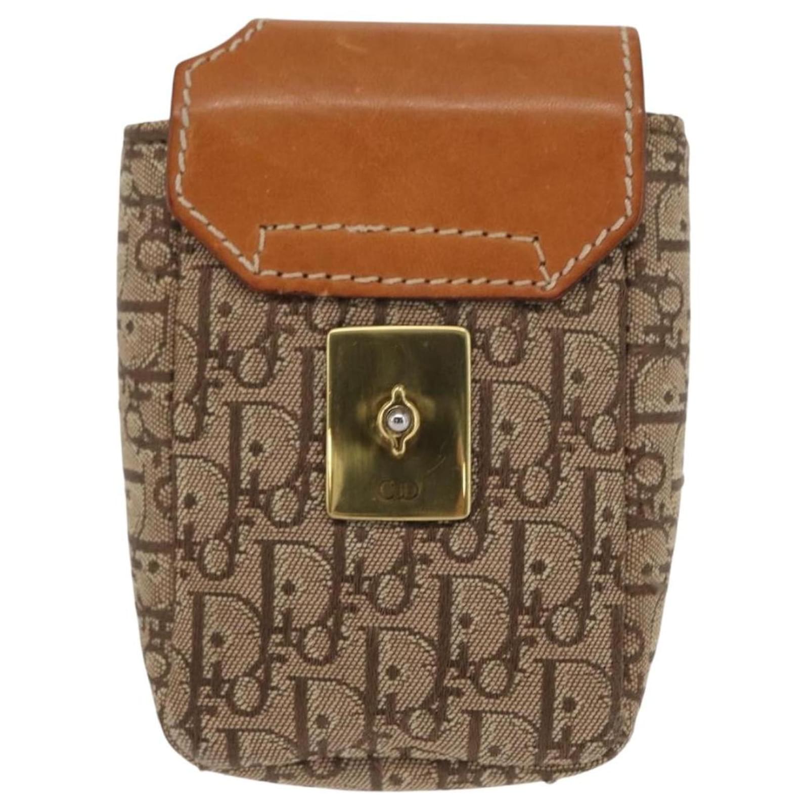 Christian Dior Trotter Canvas Cigarette Case Beige Gold Auth 156140 Golden  ref.2730491