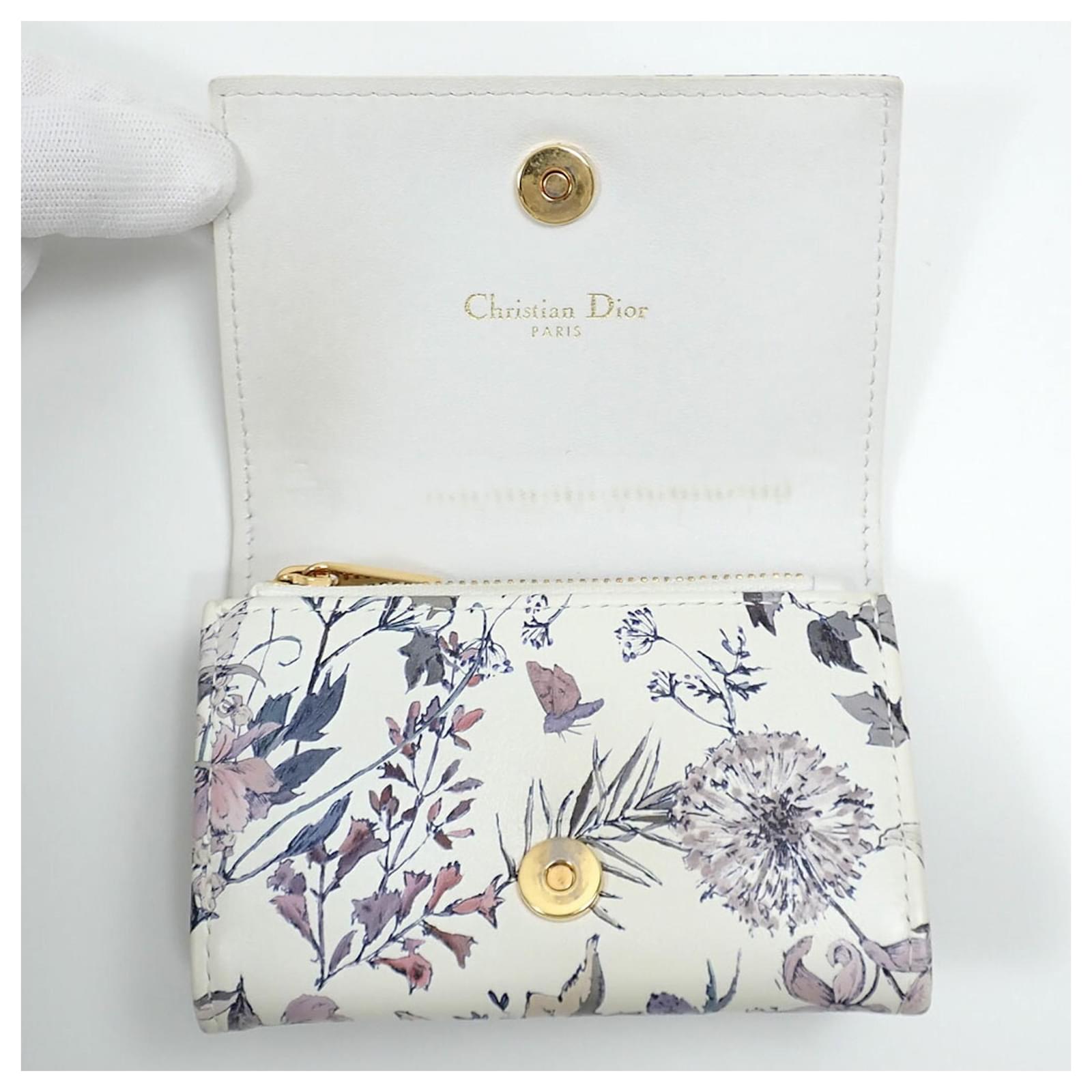 Christian Dior Caro Glycine Wallet White Multiple colors Leather