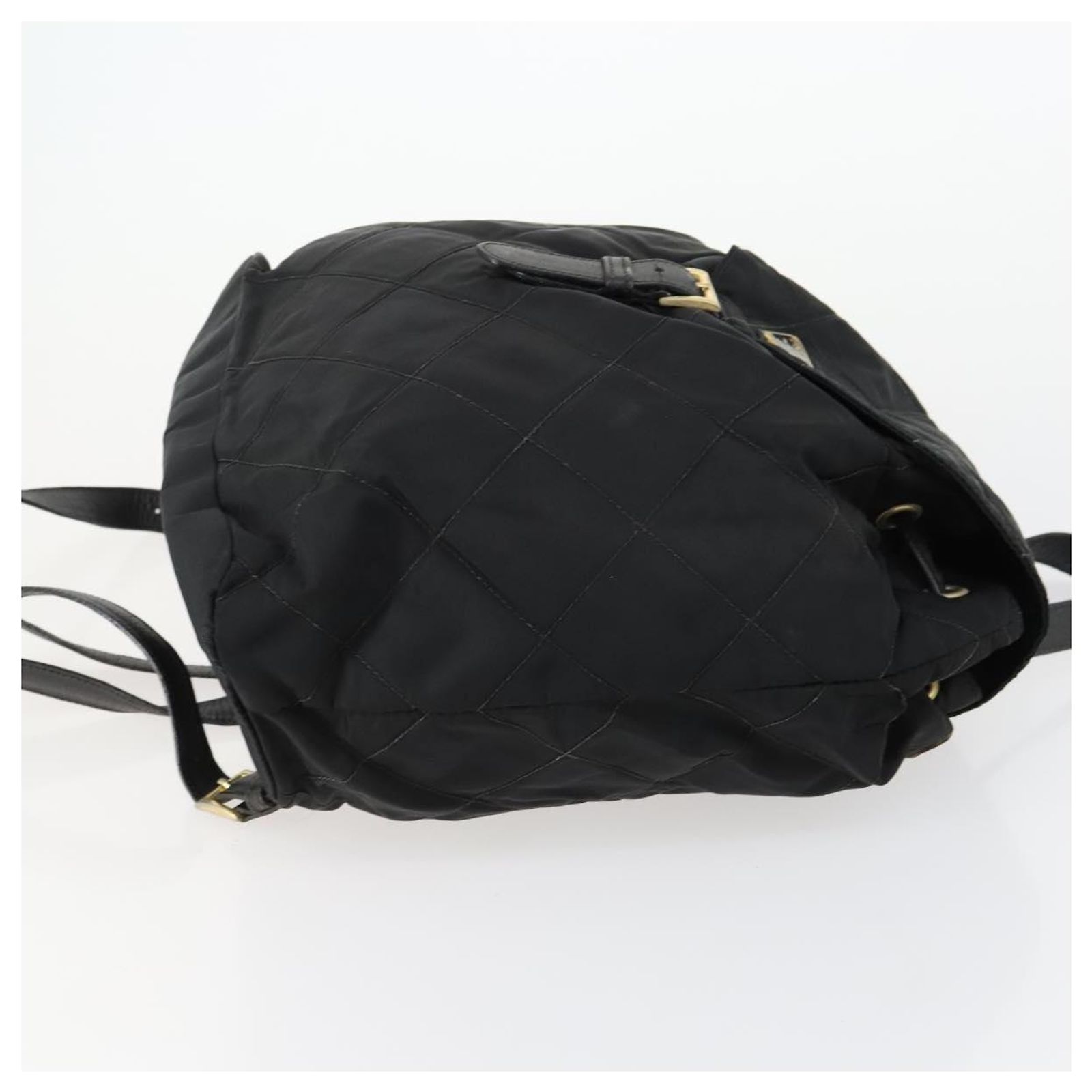 PRADA Backpack Nylon Black Gold Auth ka1154 Golden ref  display picture 2