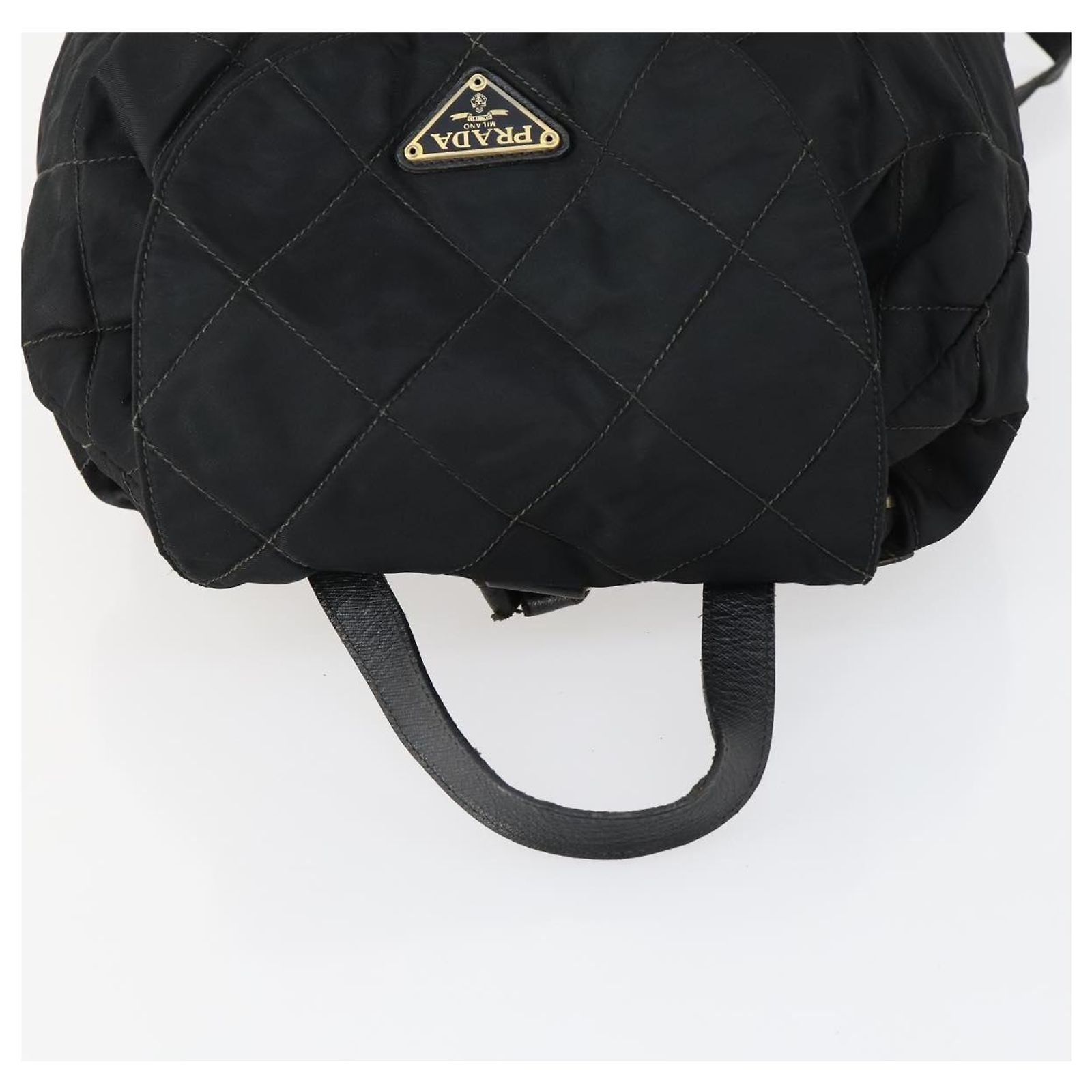 PRADA Backpack Nylon Black Gold Auth ka1154 Authentic New Prada Black Nylon Small Backpack with Gold  main image 4