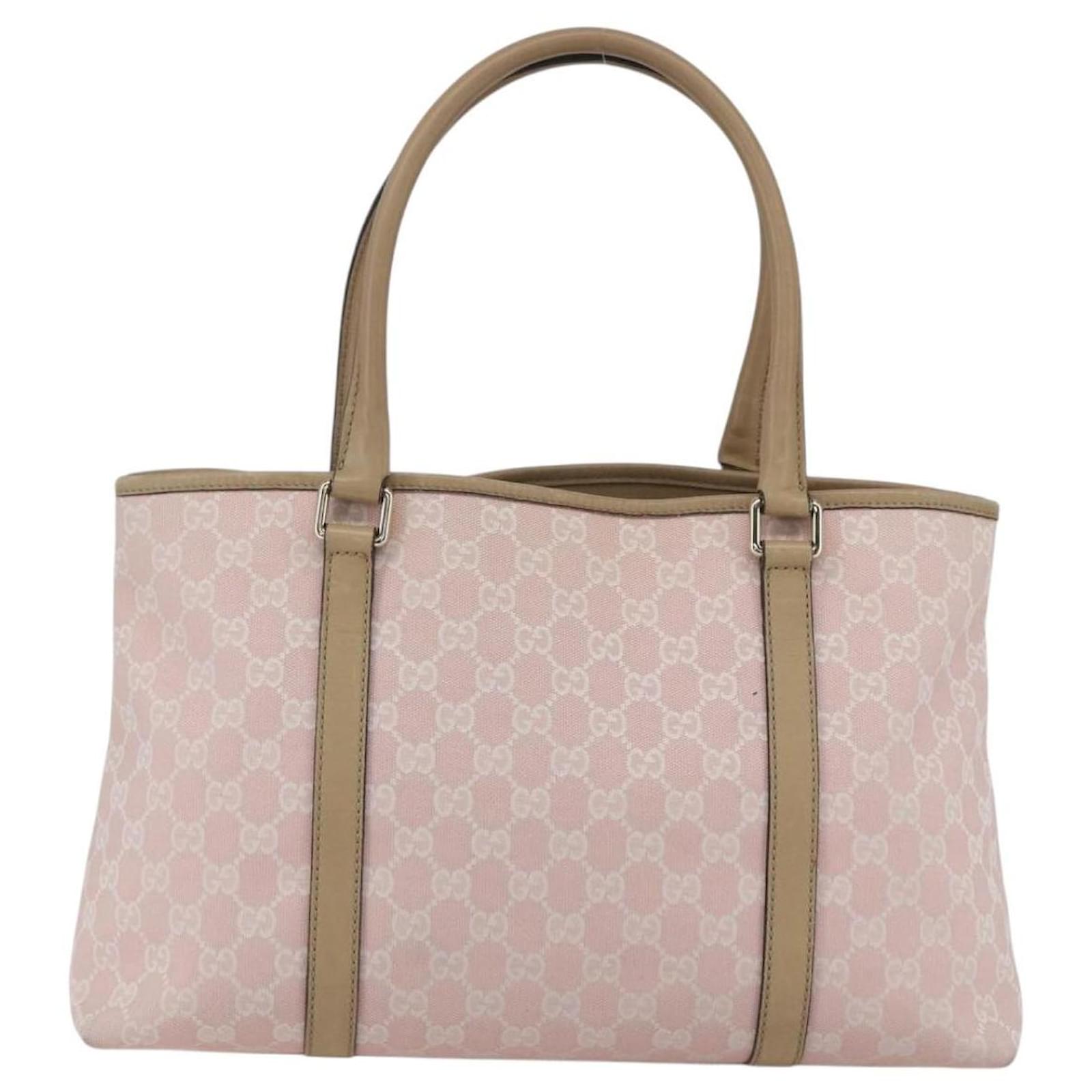GUCCI GG Canvas Tote Bag Pink Gold Auth 158451 Golden Cloth ref