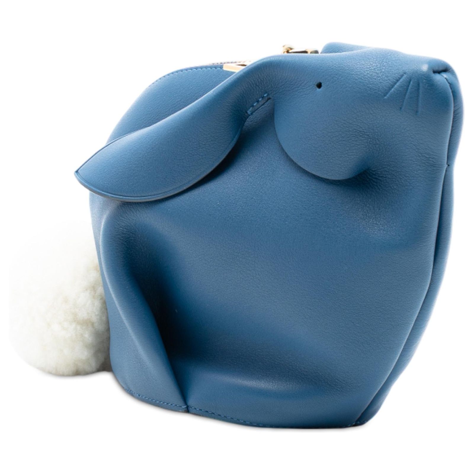 LOEWE Blue Mini Calfskin Shearling Bunny Crossbody (Sold) - Joli Closet