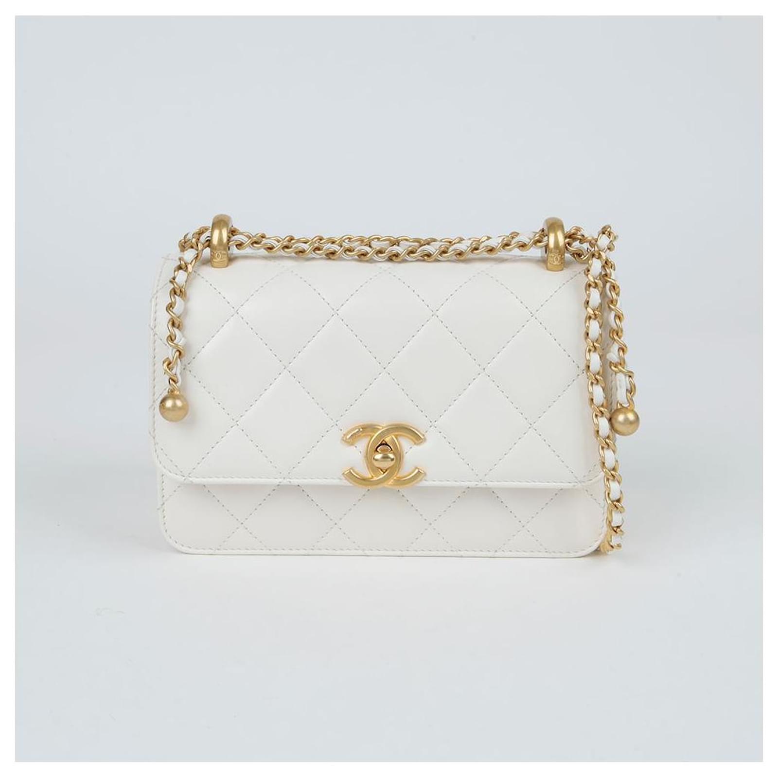 Chanel Cc Logo Mini Flap Chain Shoulder Crossbody Bag White